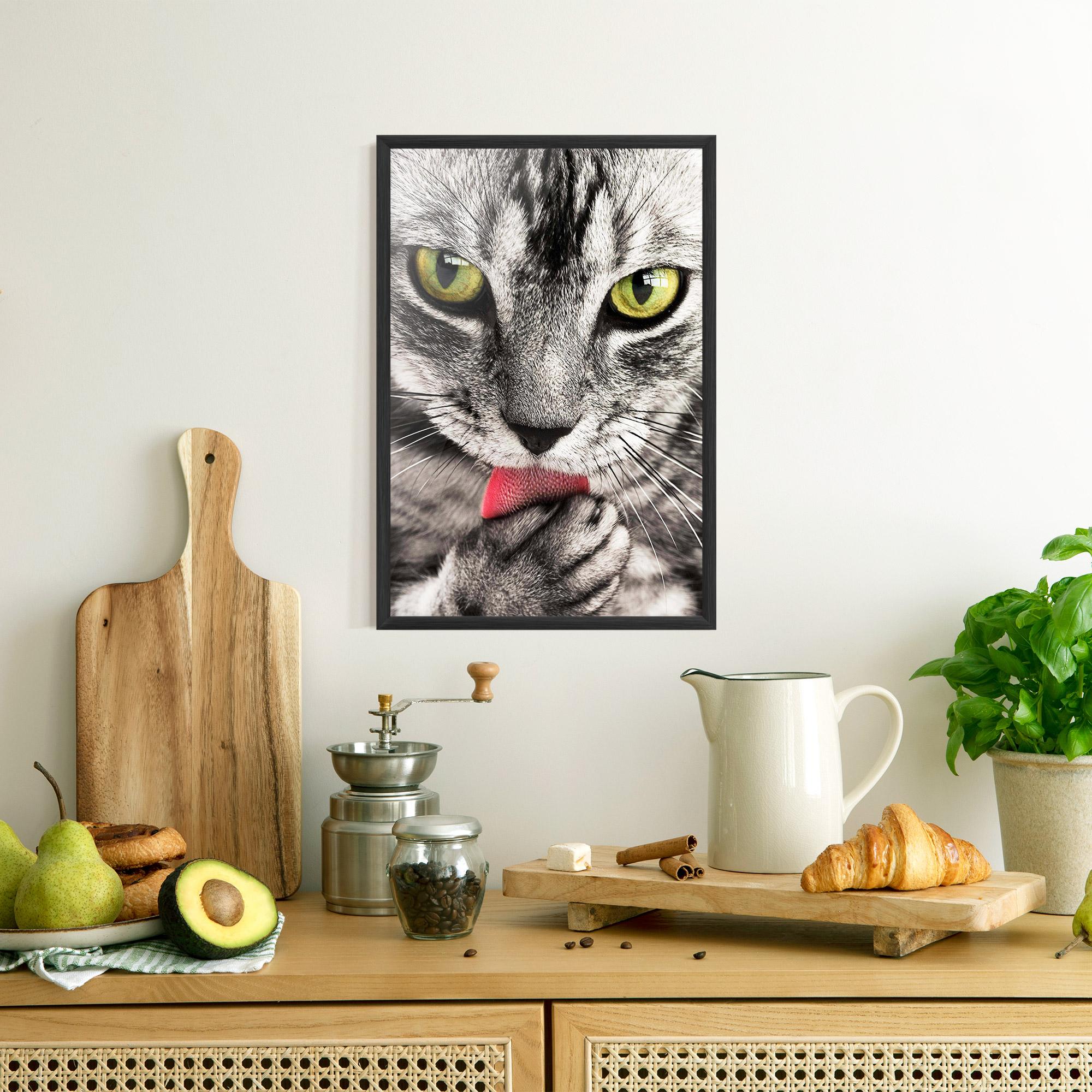 Plakat w Ramie Green Eyes Close Up Cat mockup 8