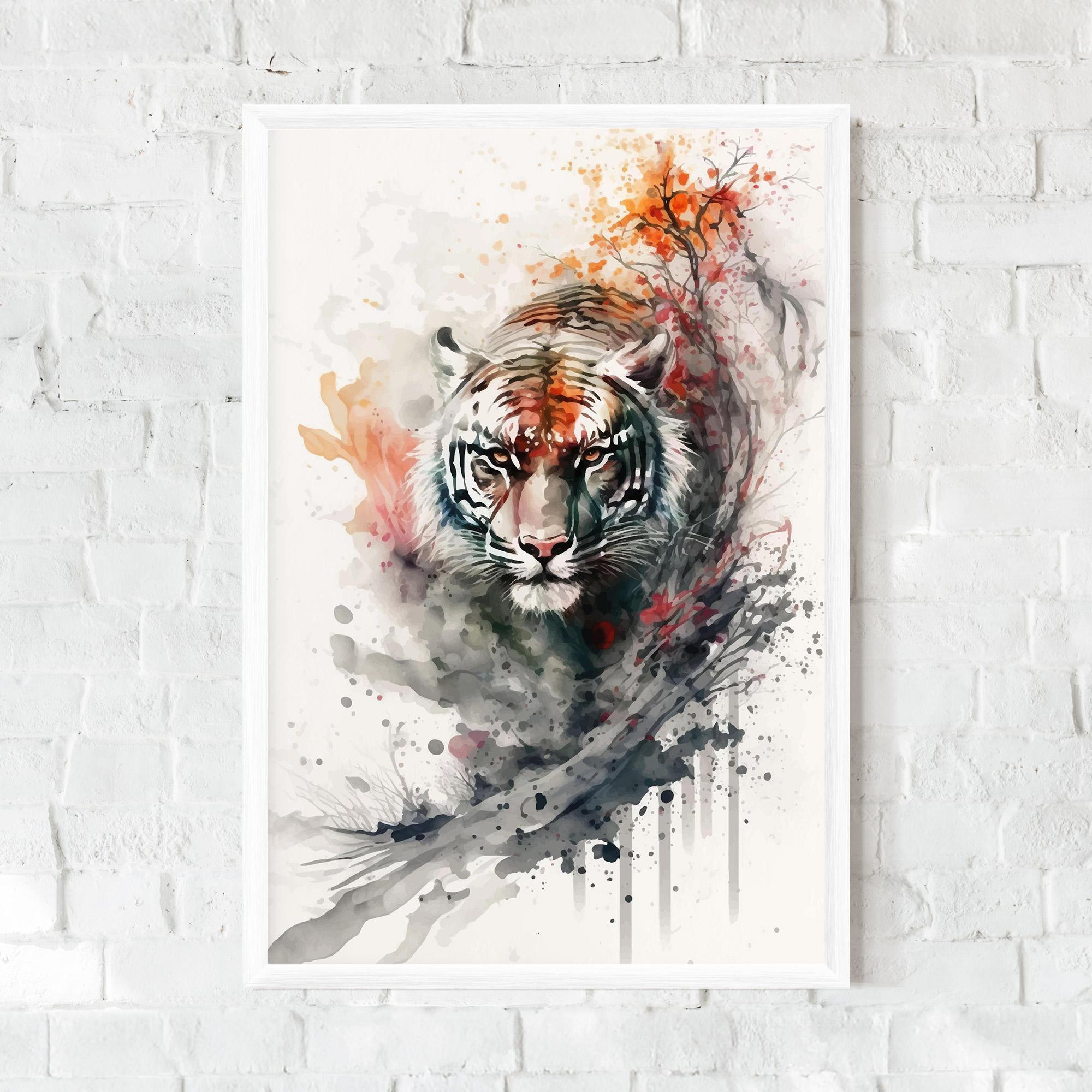 Plakat w Ramie Beautiful Tiger Art mockup 0