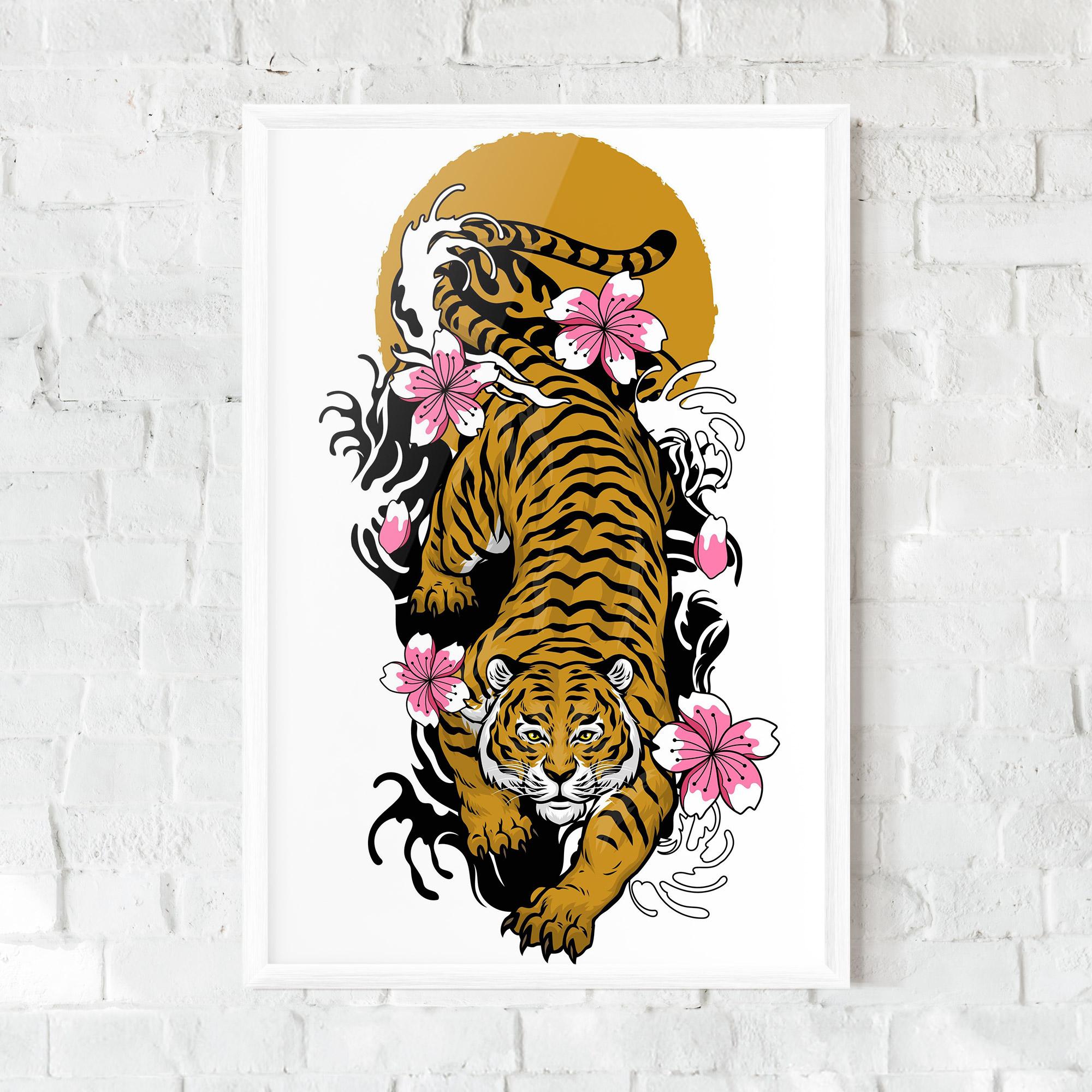 Plakat w Ramie Japanese Style Tiger mockup 0