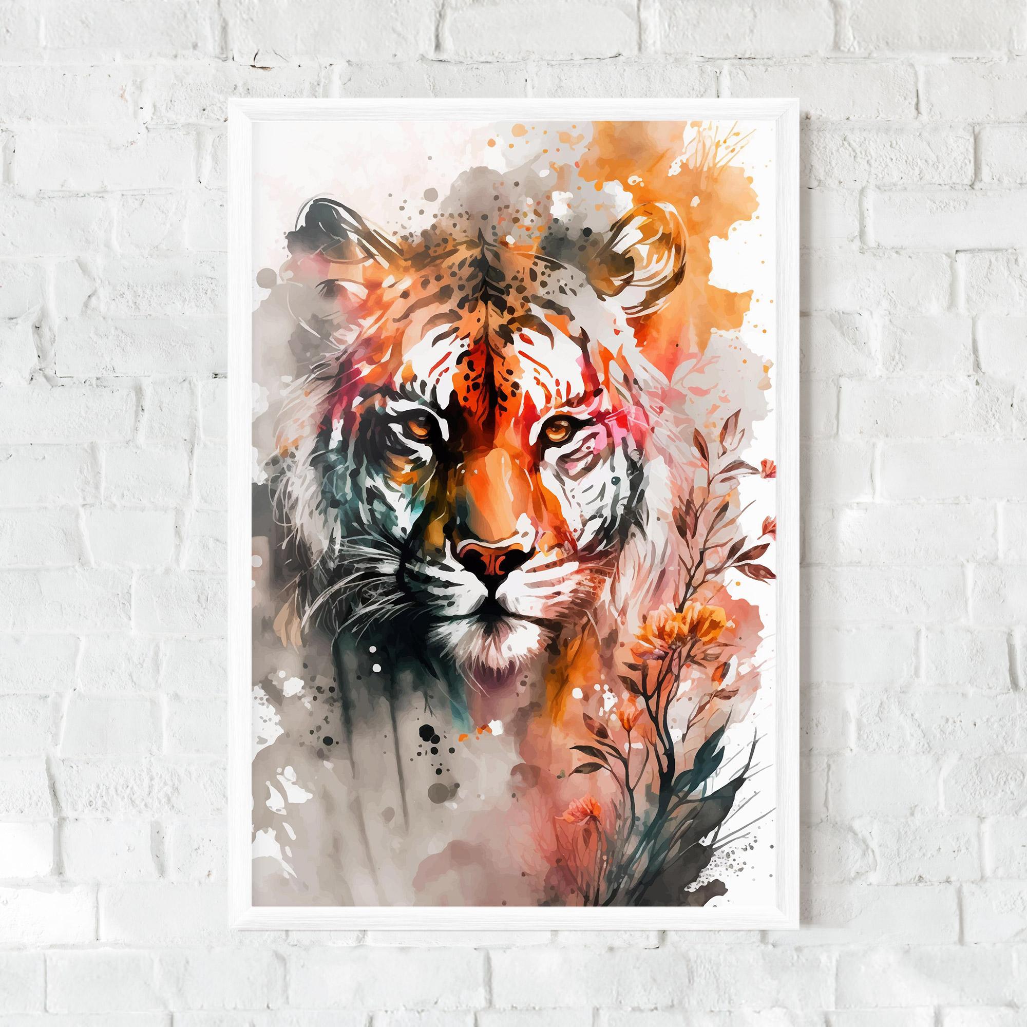 Plakat w Ramie Orange Art Tiger mockup 0