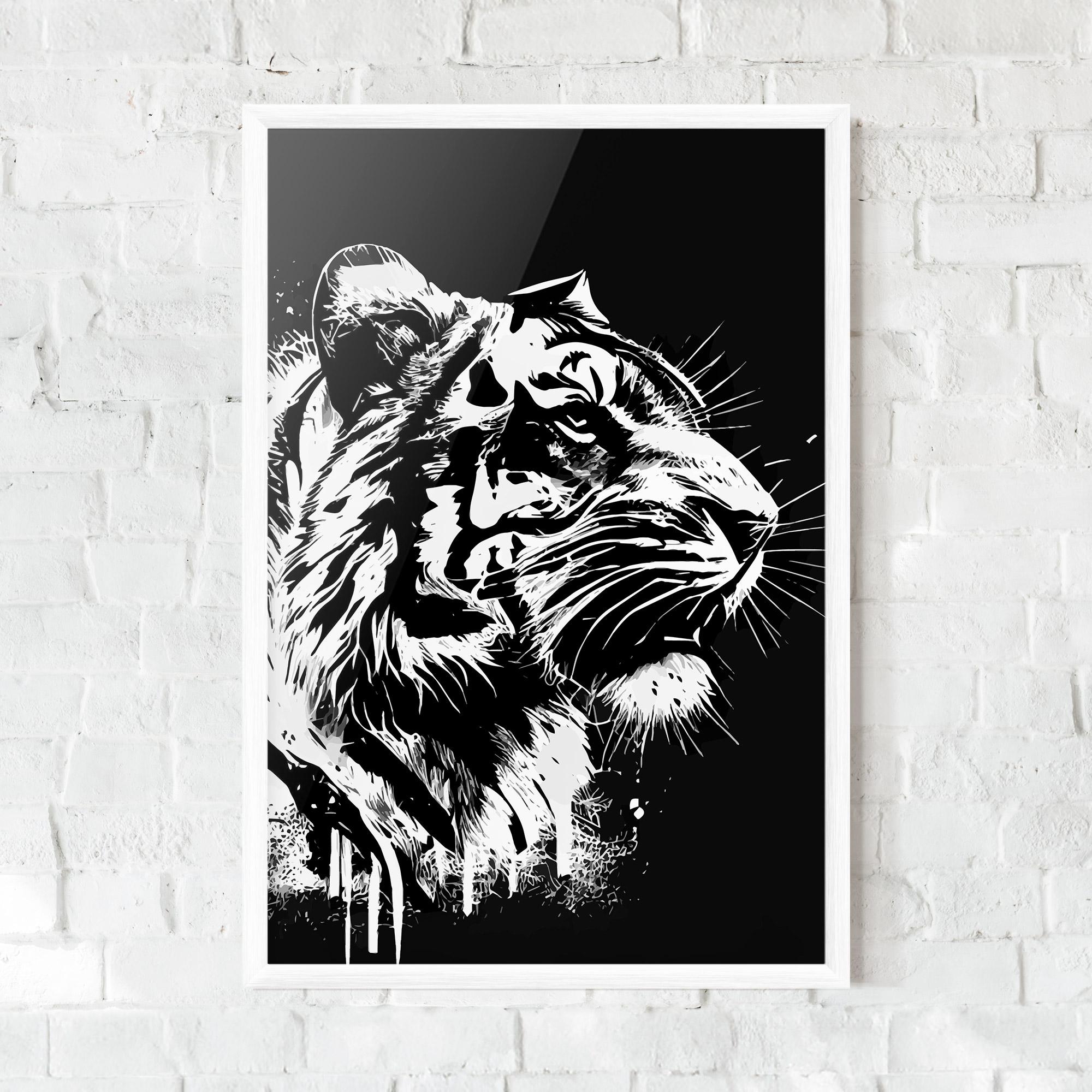 Plakat w Ramie White Ink Tiger mockup 0