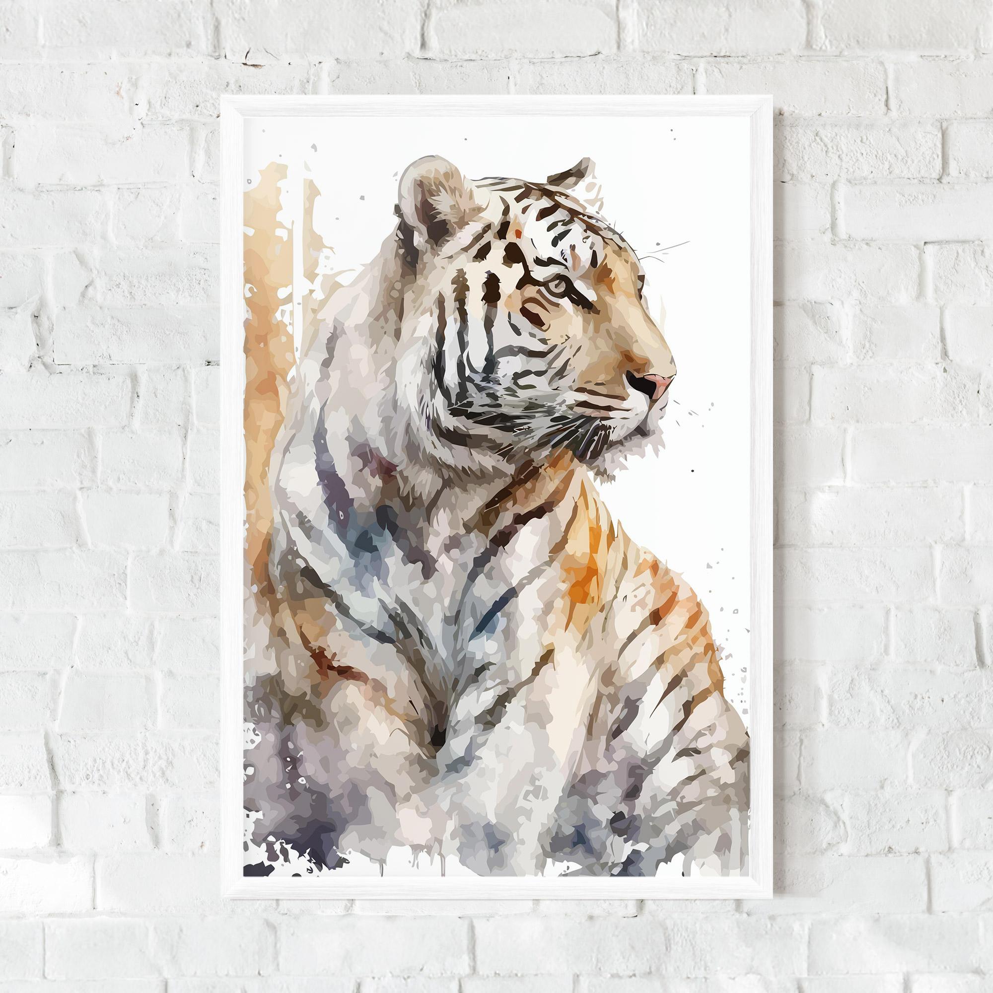 Plakat w Ramie White Tiger Art mockup 0