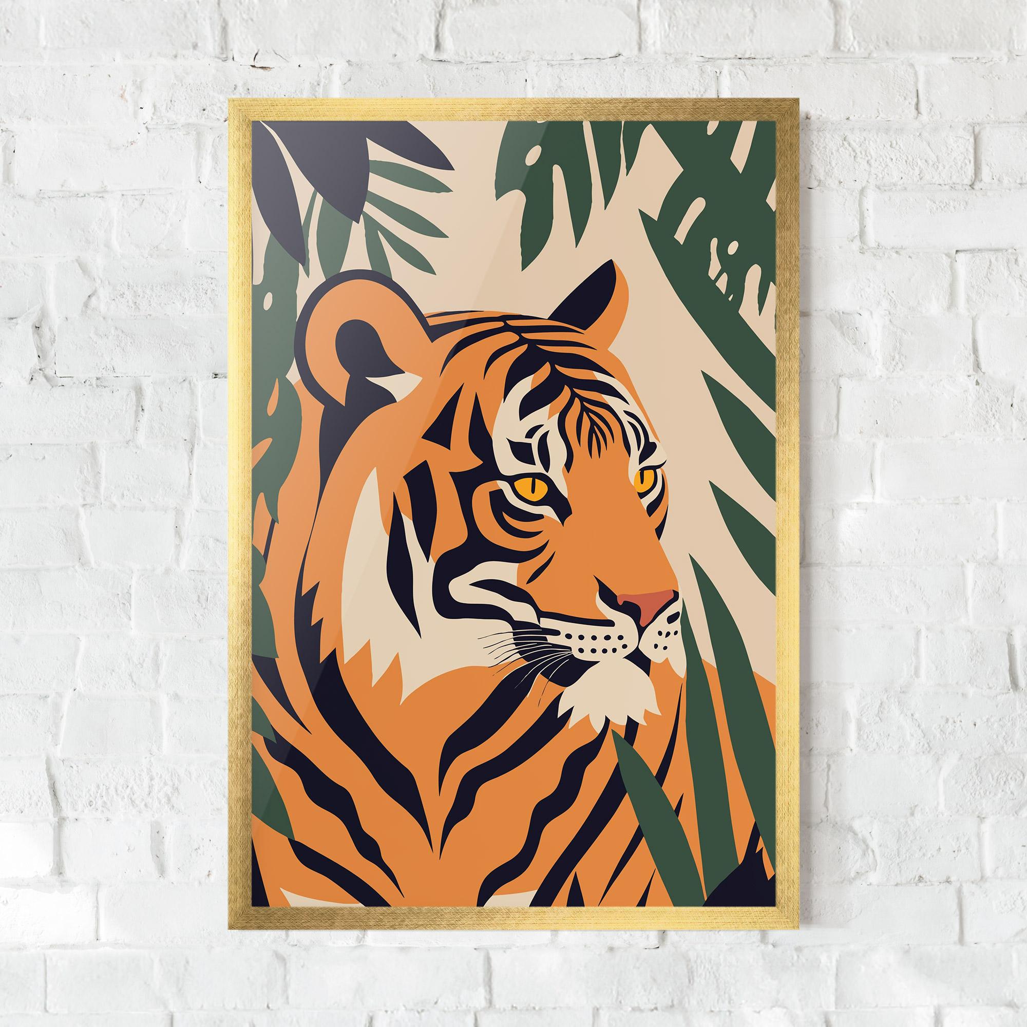 Plakat w Ramie Cartoon Style Tiger mockup 0