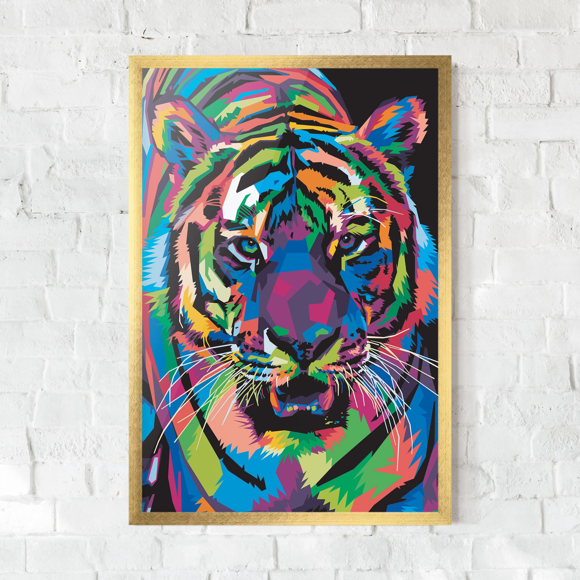 Plakat w Ramie Mix Color Tiger mockup 0