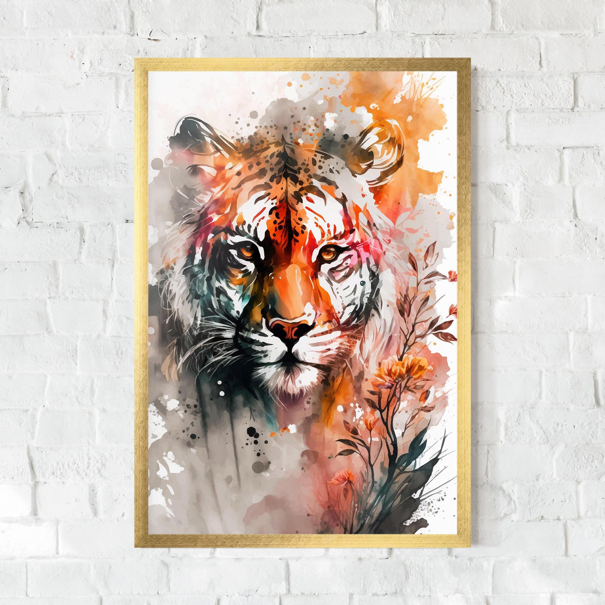 Plakat w Ramie Orange Art Tiger mockup 0