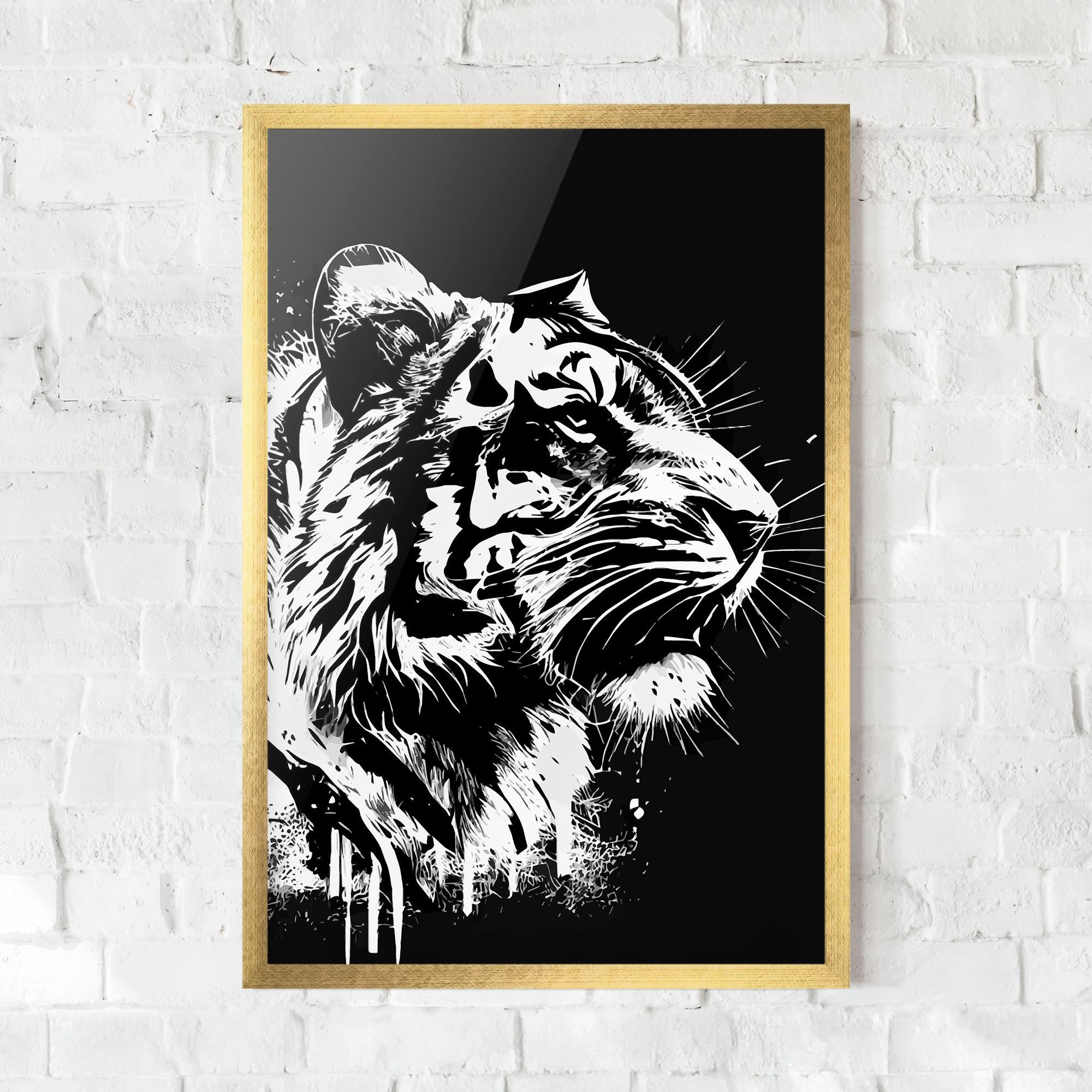Plakat w Ramie White Ink Tiger mockup 0
