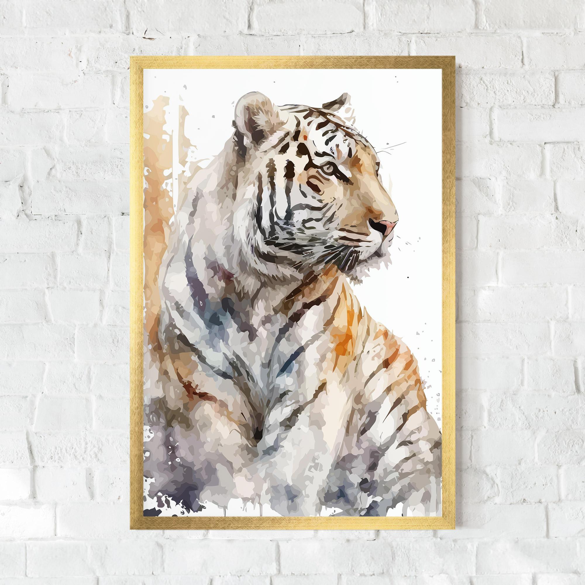 Plakat w Ramie White Tiger Art mockup 0
