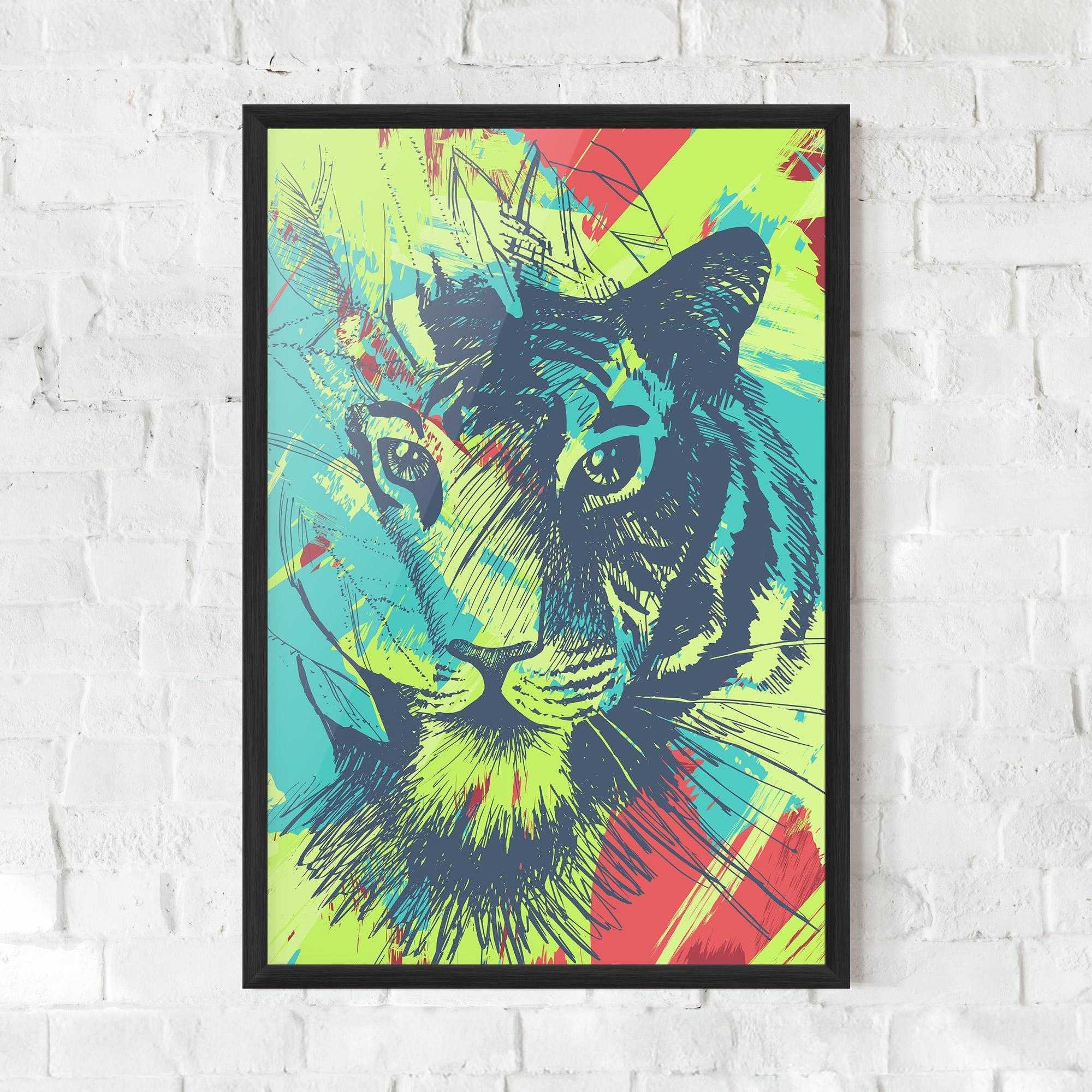 Plakat w Ramie Blue Green Tiger mockup 0