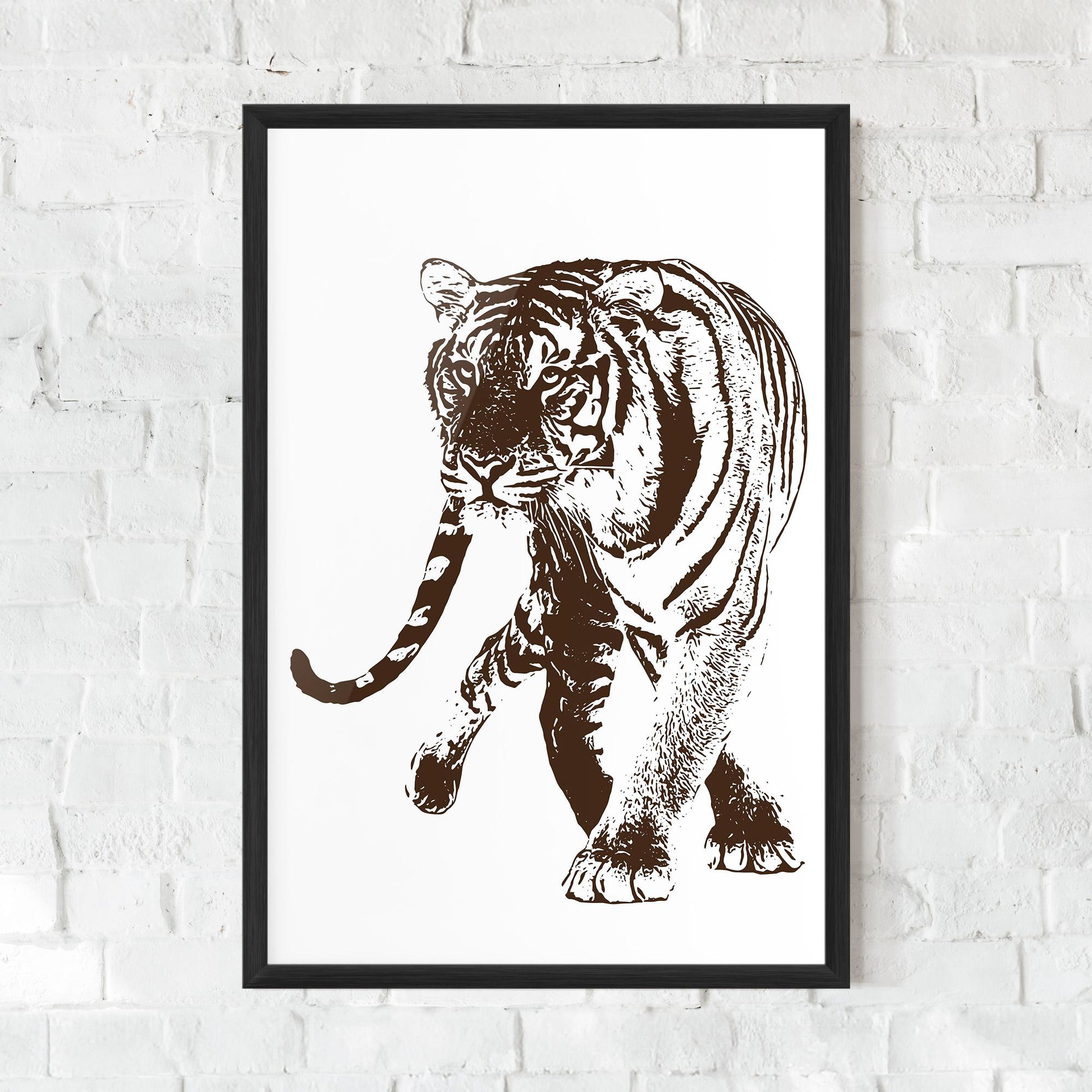 Plakat w Ramie Brown Line Tiger mockup 0