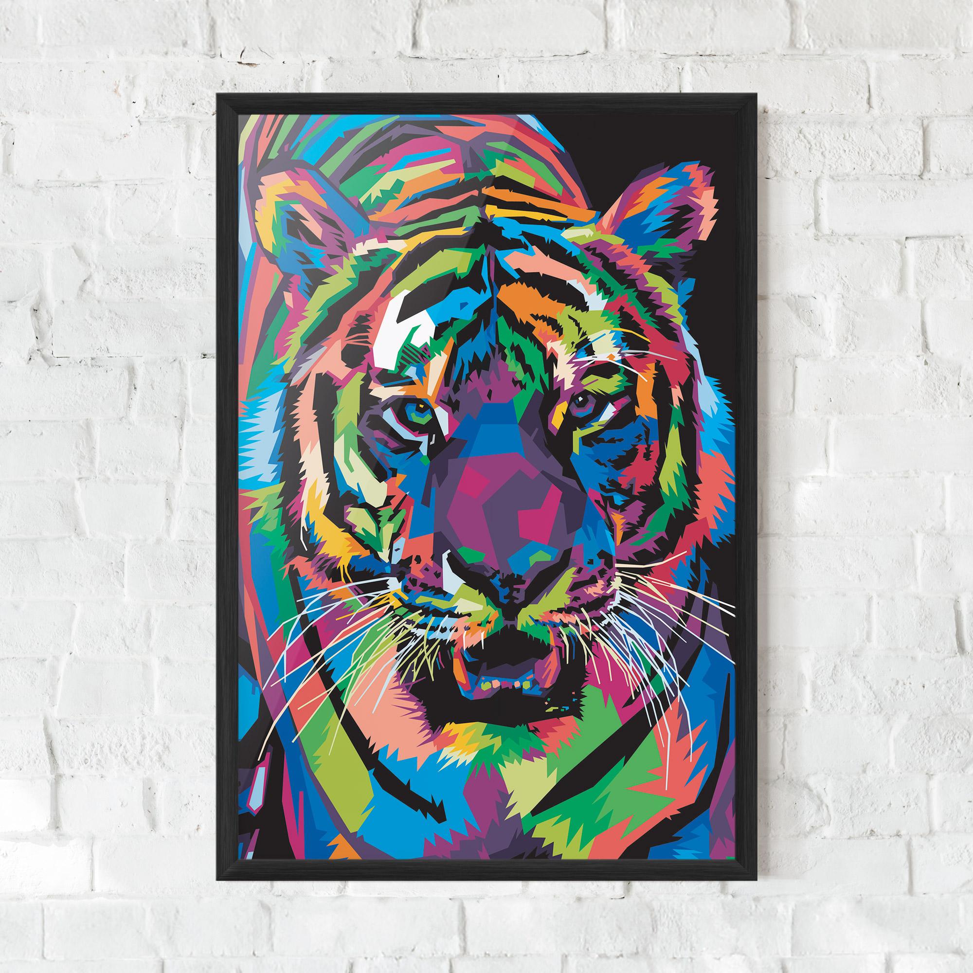 Plakat w Ramie Mix Color Tiger mockup 0