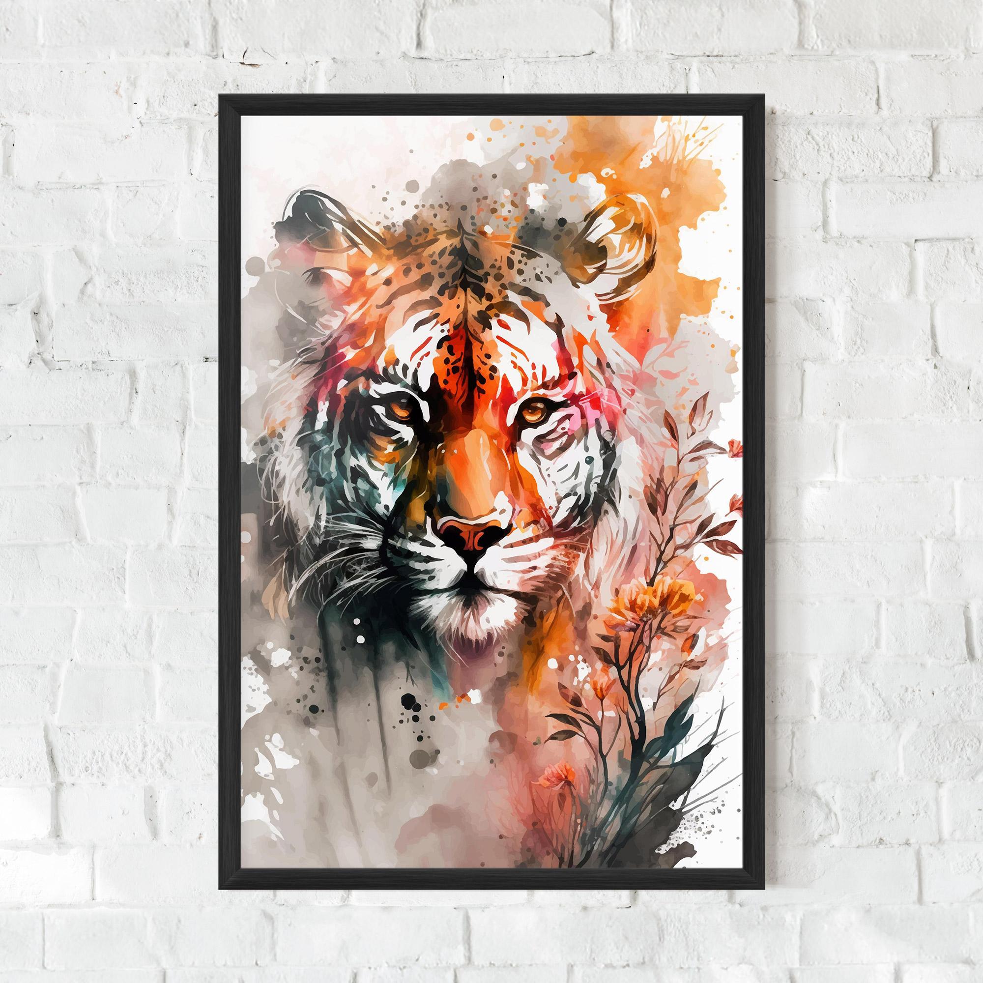 Plakat w Ramie Orange Art Tiger mockup 0