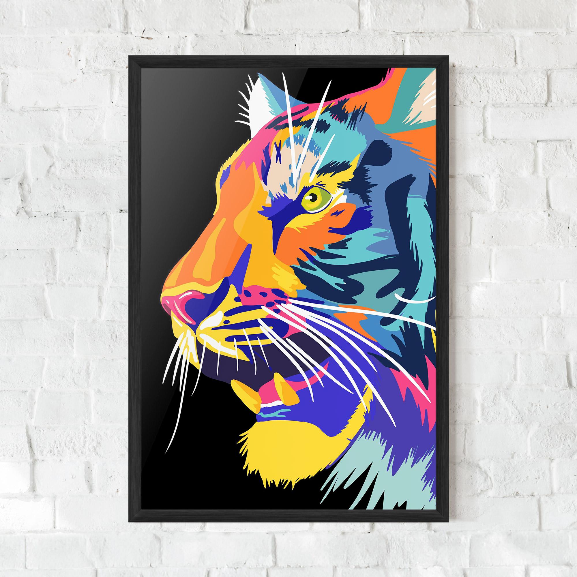 Plakat w Ramie Pretty Colorful Tiger mockup 0