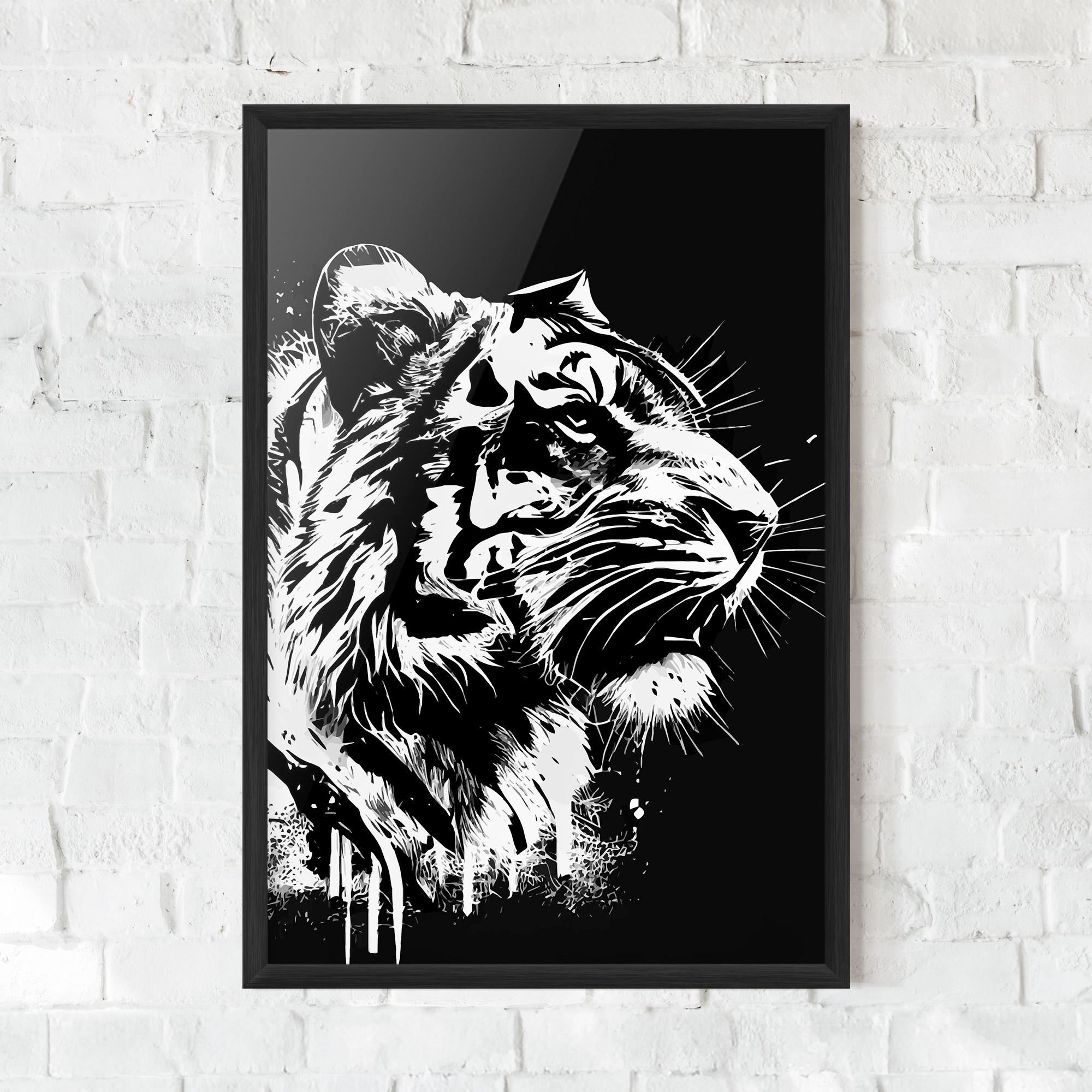 Plakat w Ramie White Ink Tiger mockup 0