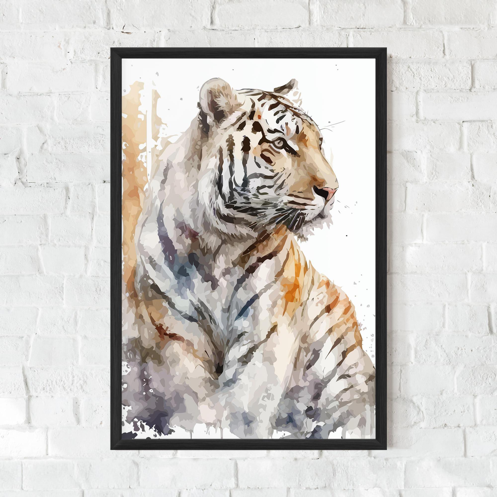 Plakat w Ramie White Tiger Art mockup 0
