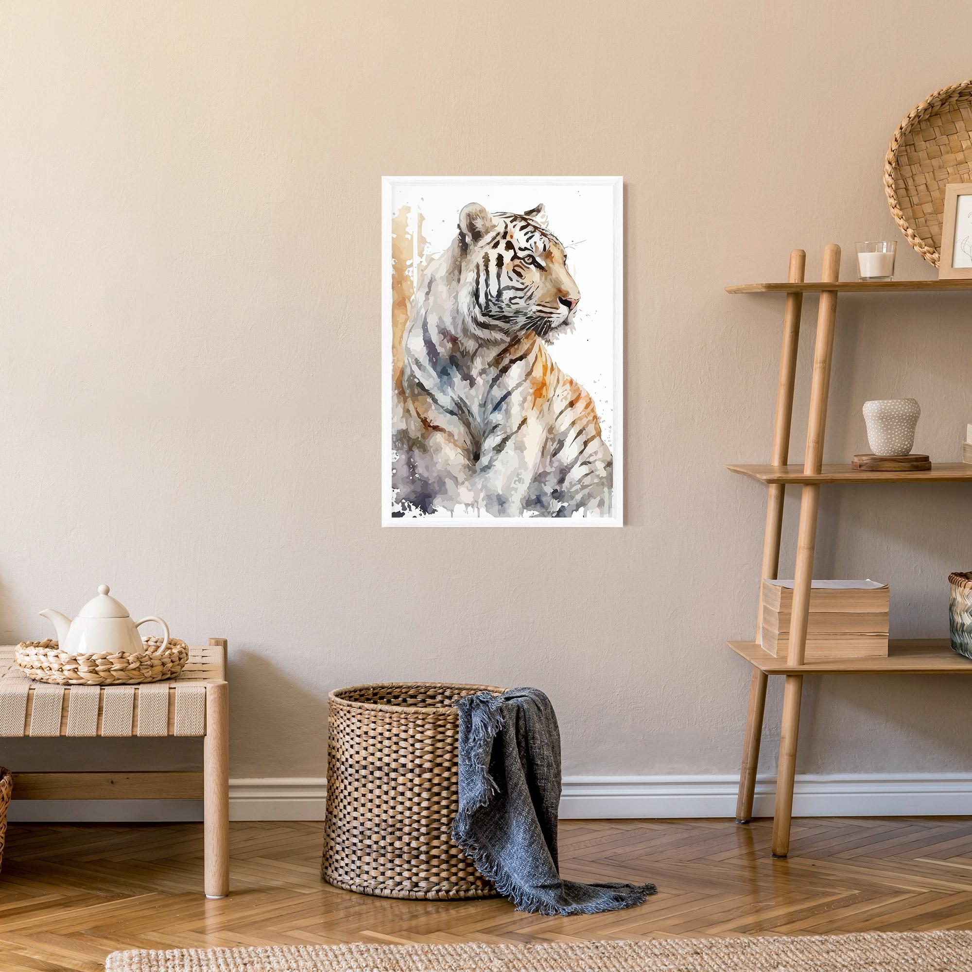 Plakat w Ramie White Tiger Art mockup 9