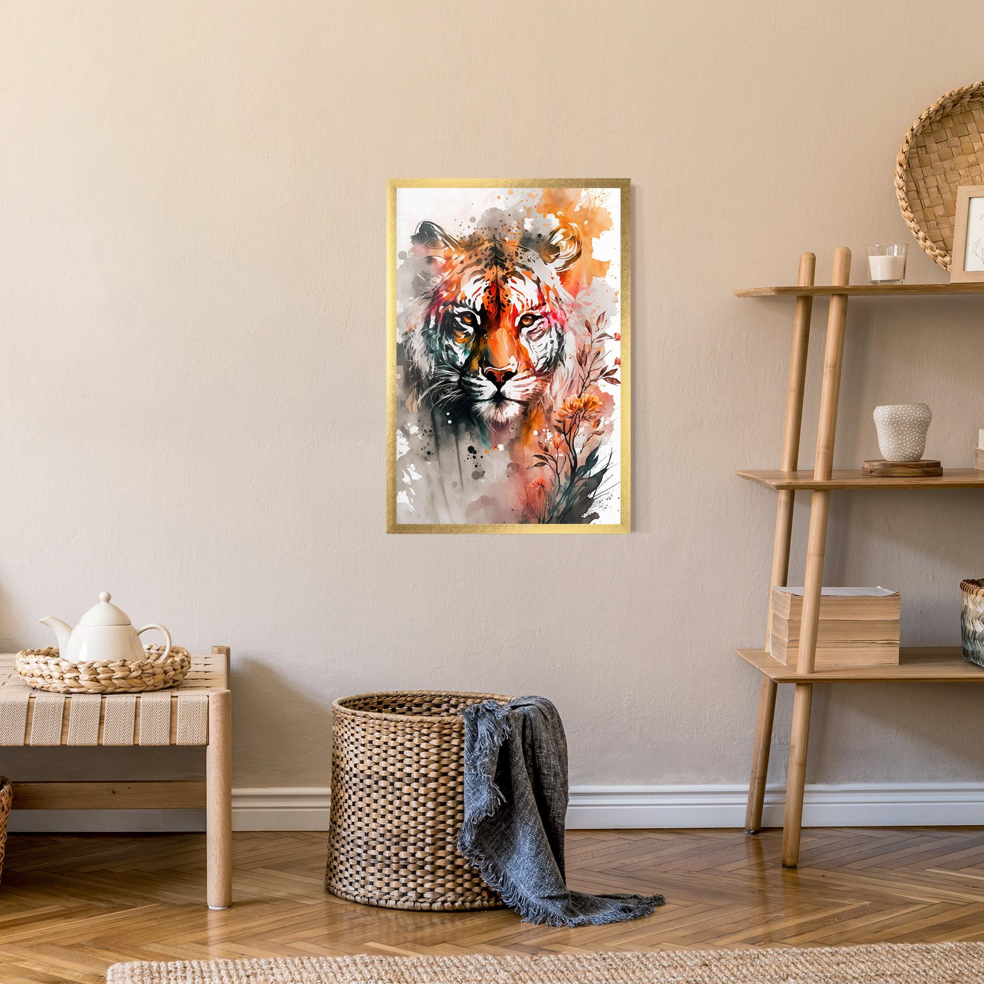 Plakat w Ramie Orange Art Tiger mockup 9