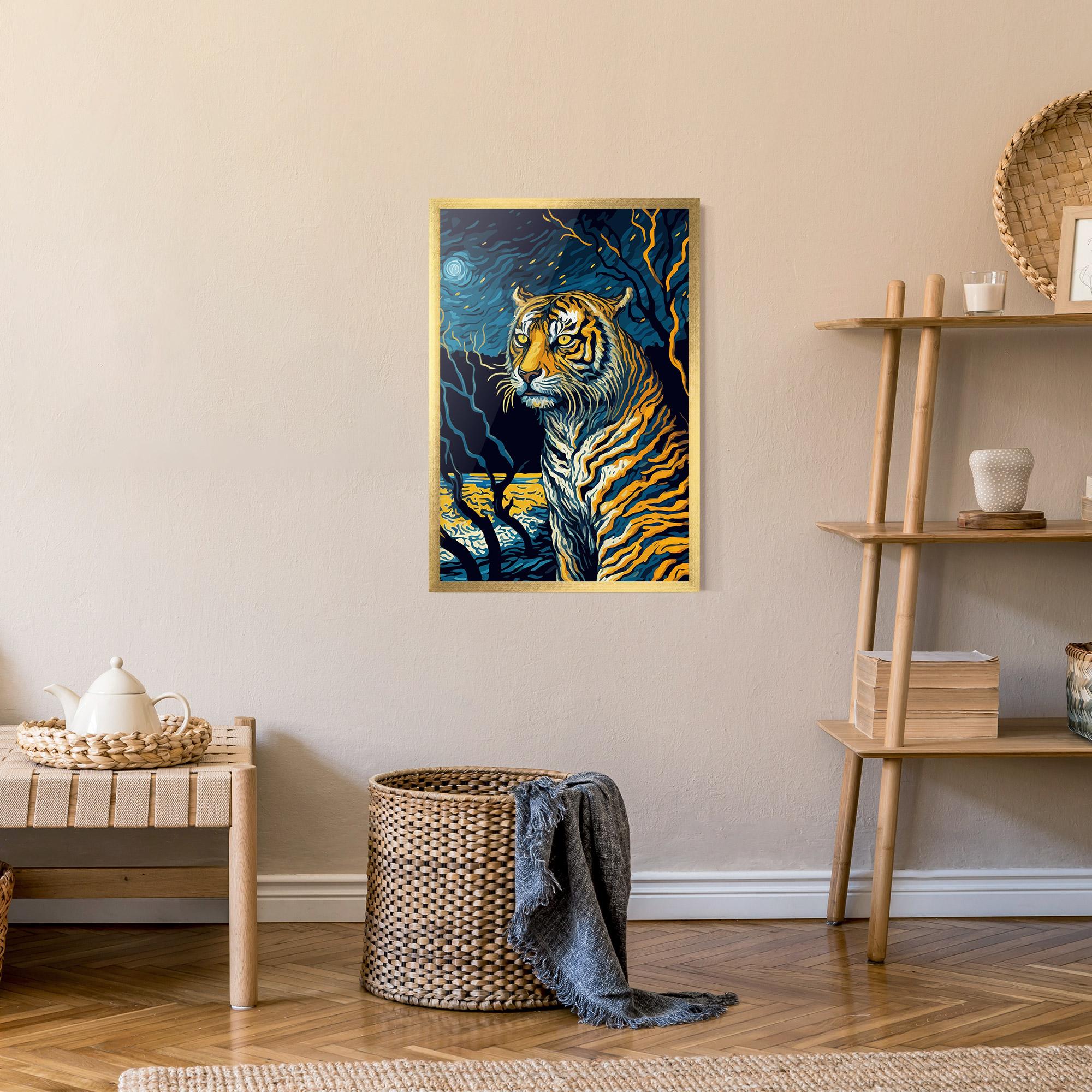 Plakat w Ramie Tiger Blue Painting mockup 9