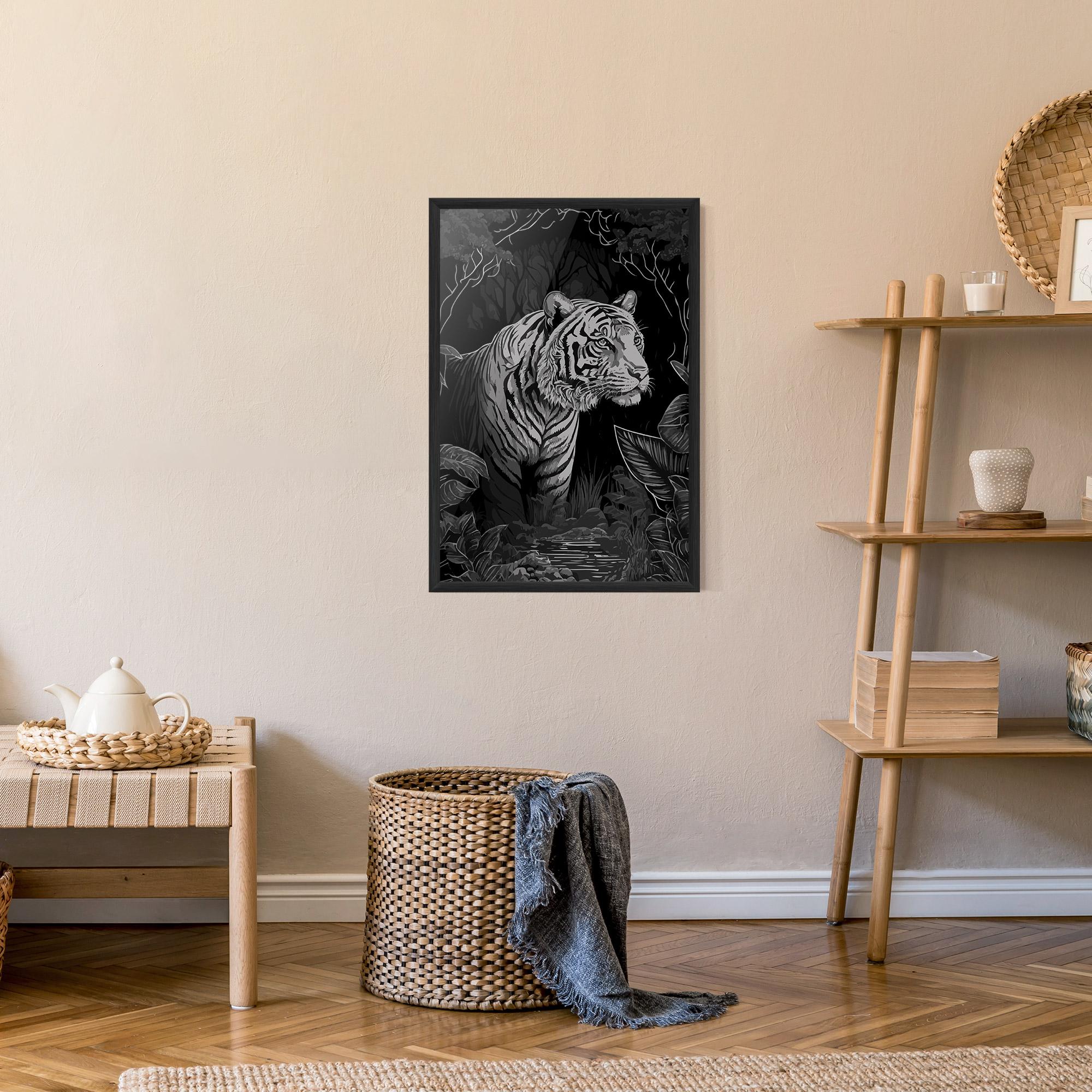 Plakat w Ramie Grey Tiger mockup 9