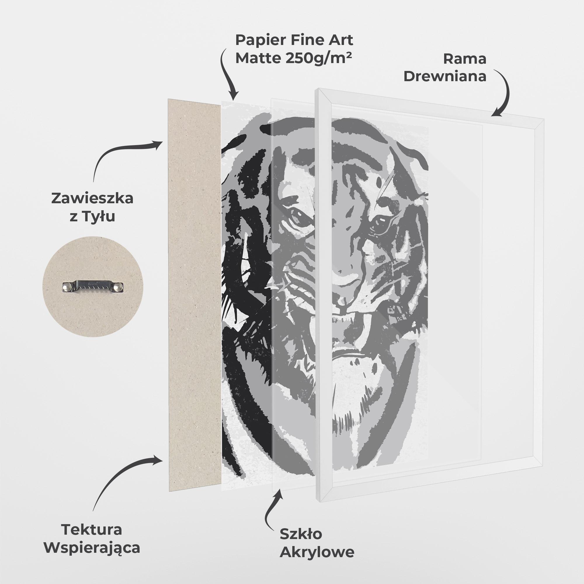 Plakat w Ramie Grey Tiger Head mockup 1