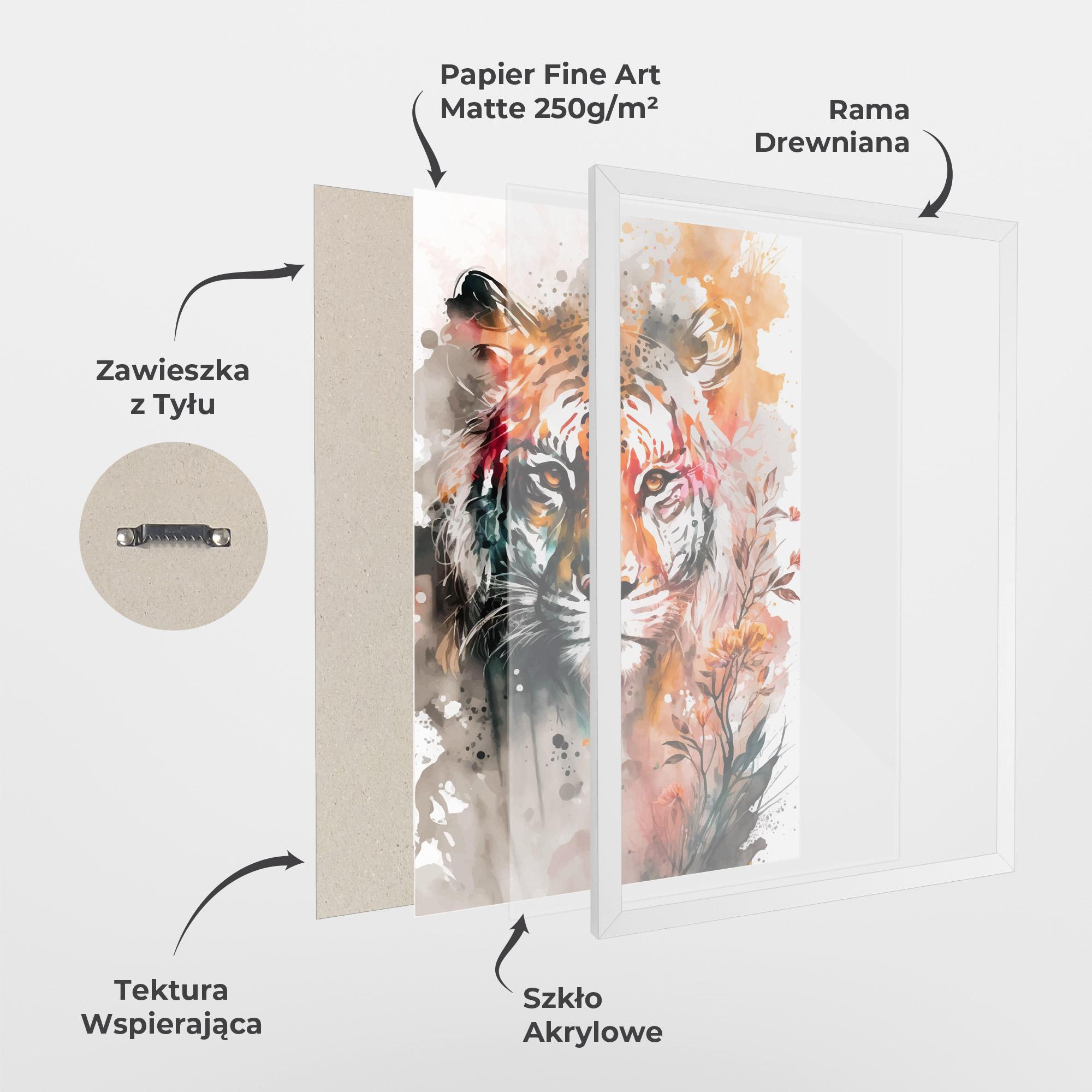 Plakat w Ramie Orange Art Tiger mockup 1