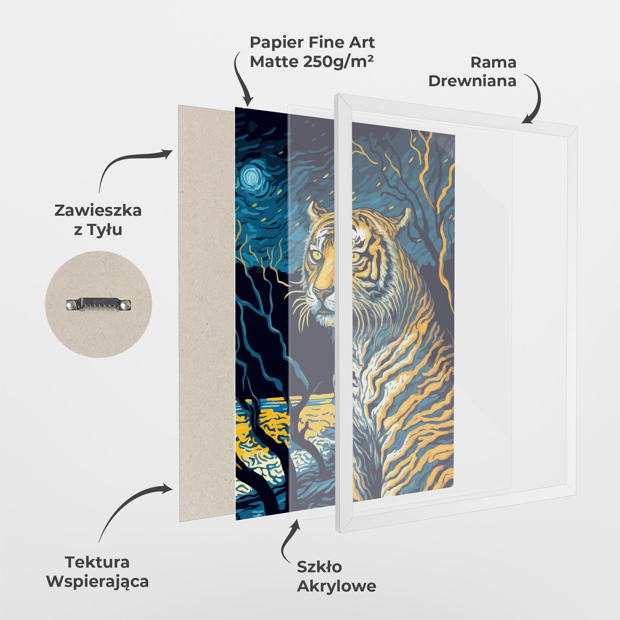 Plakat w Ramie Tiger Blue Painting mockup 1