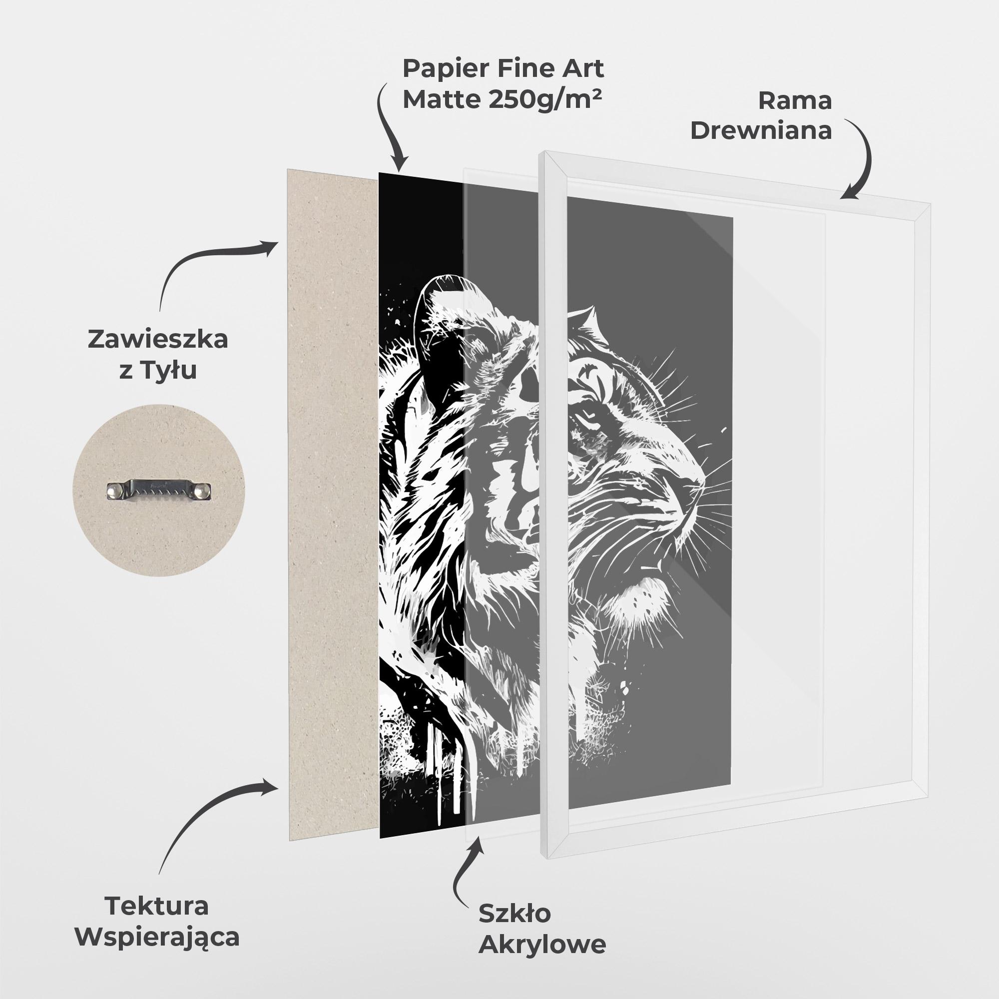 Plakat w Ramie White Ink Tiger mockup 1