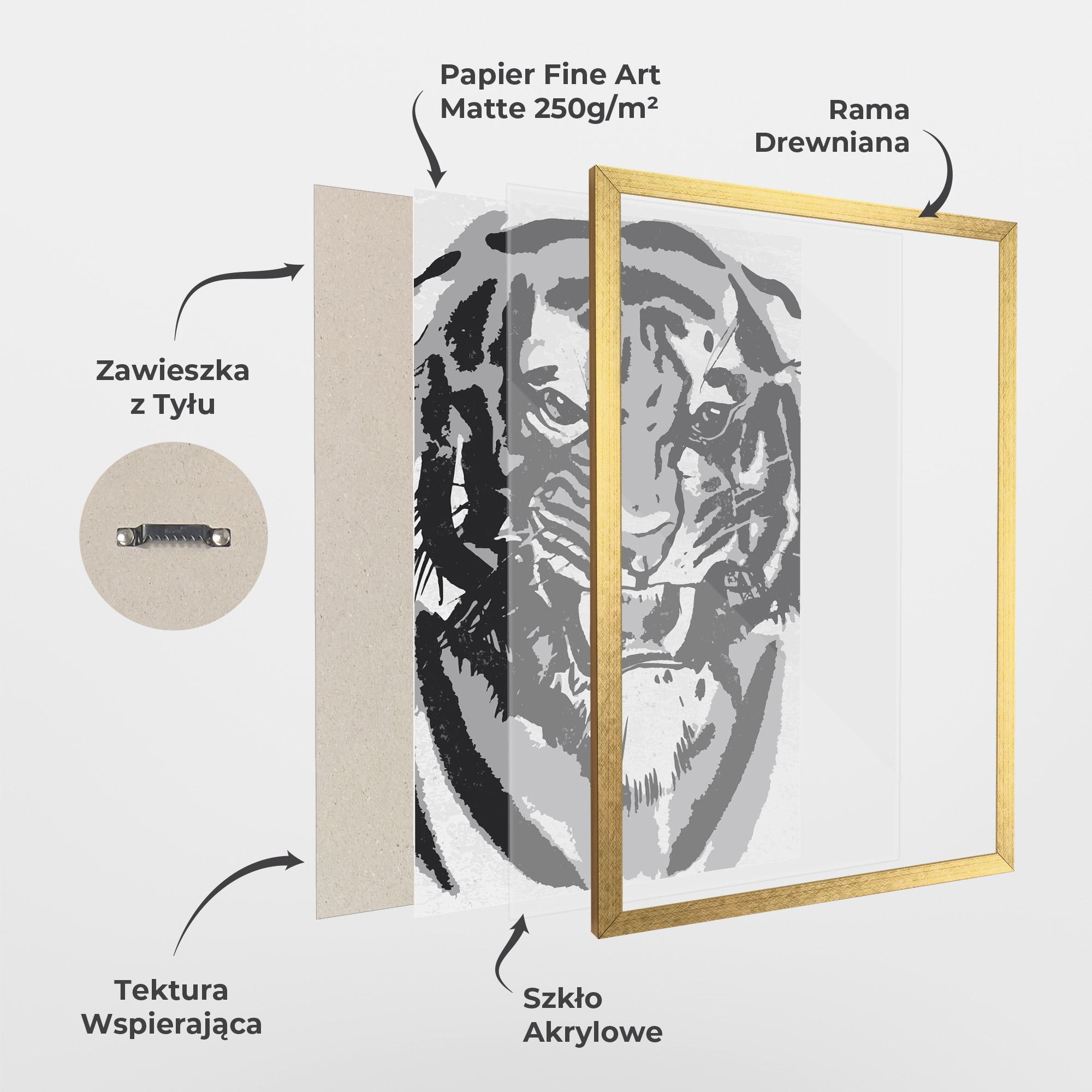 Plakat w Ramie Grey Tiger Head mockup 1