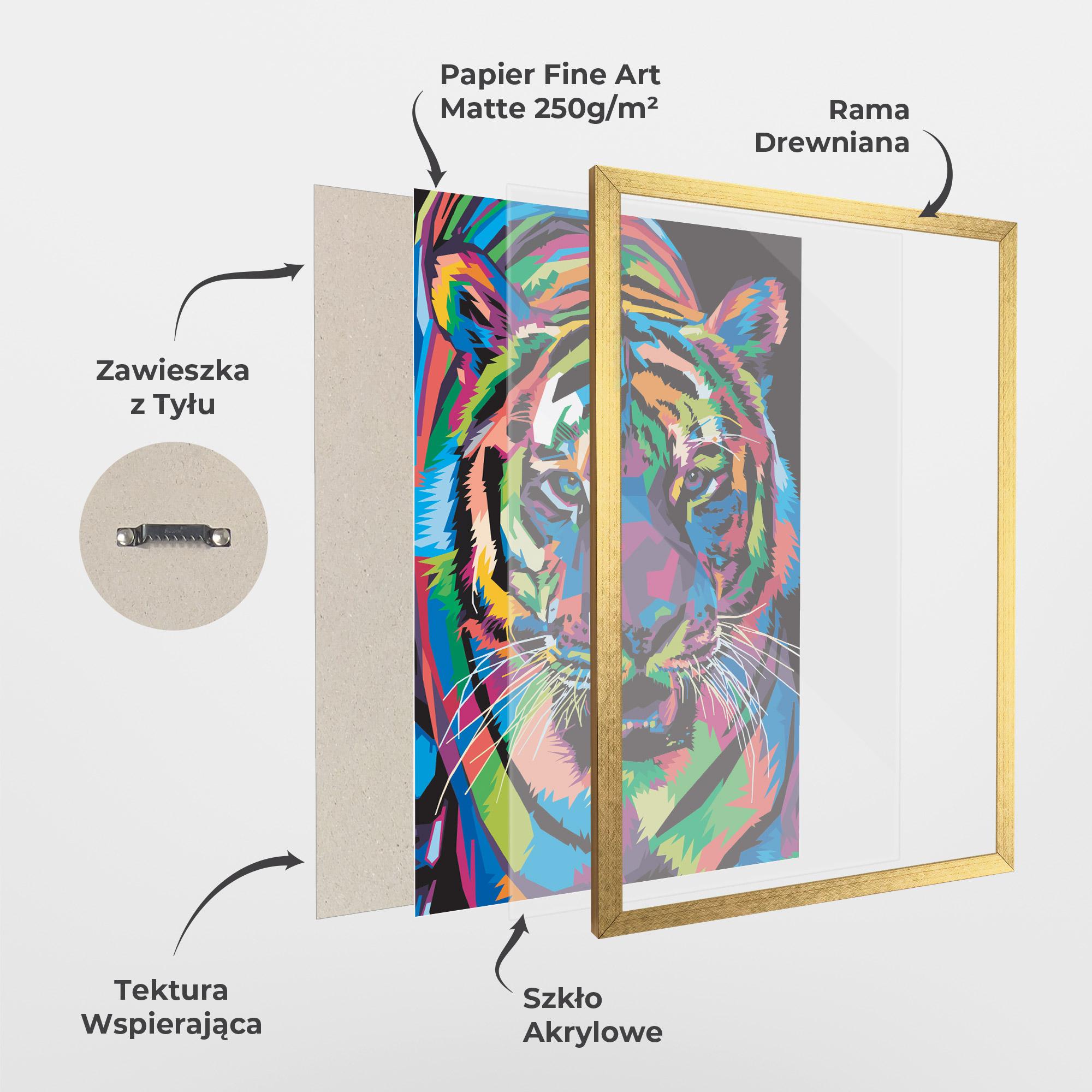 Plakat w Ramie Mix Color Tiger mockup 1