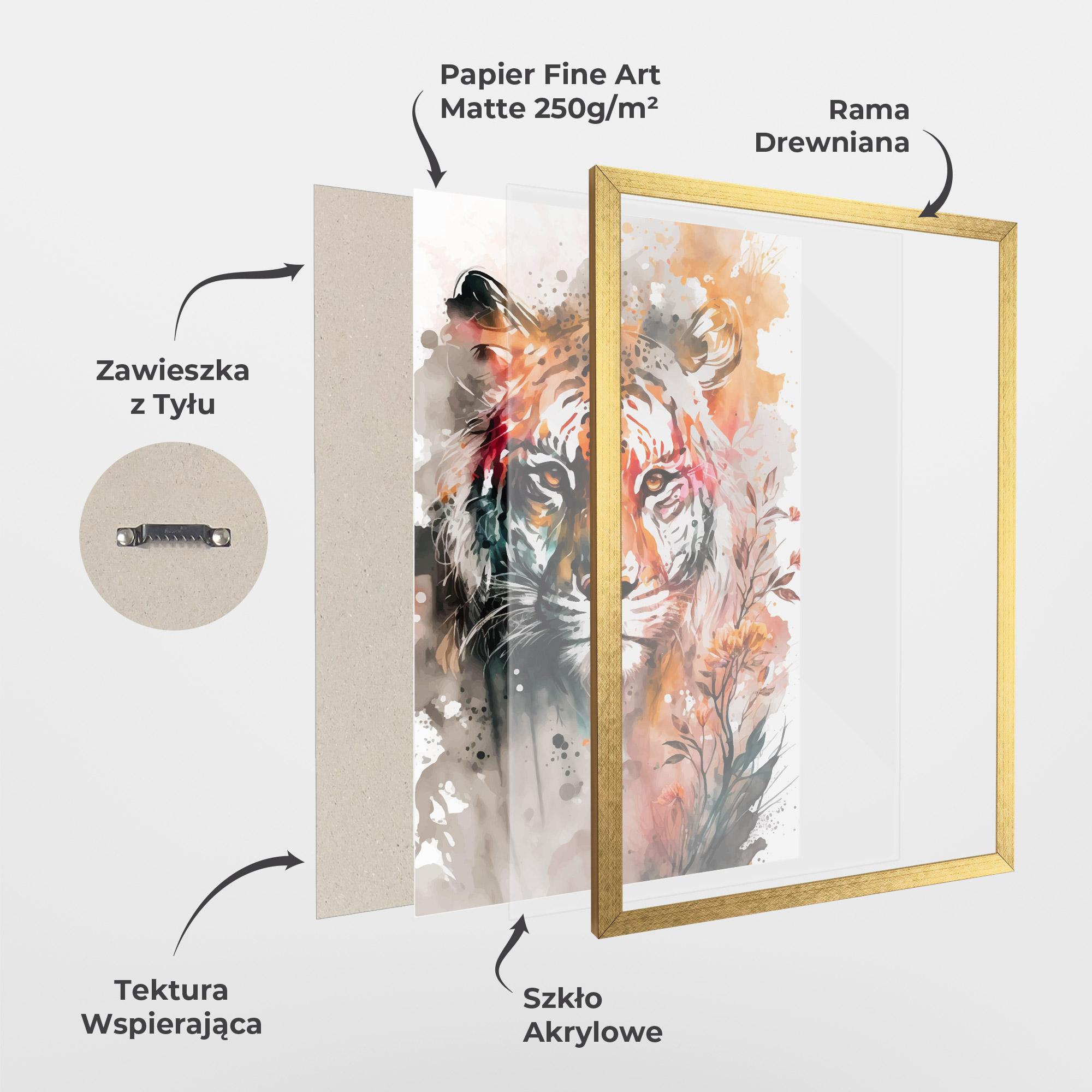 Plakat w Ramie Orange Art Tiger mockup 1
