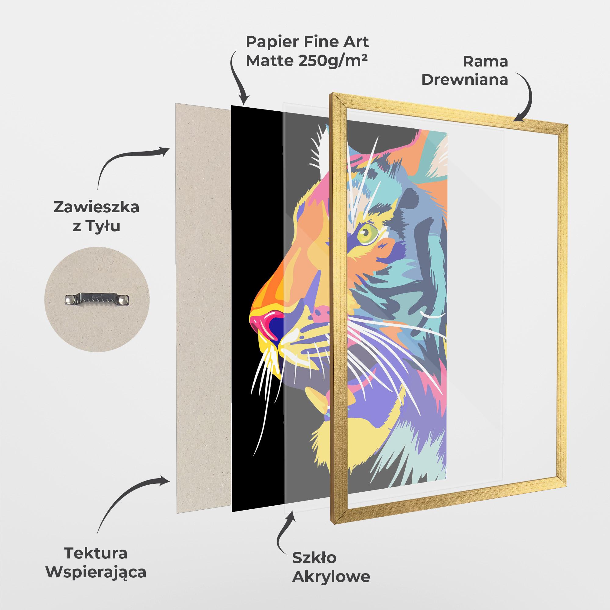 Plakat w Ramie Pretty Colorful Tiger mockup 1