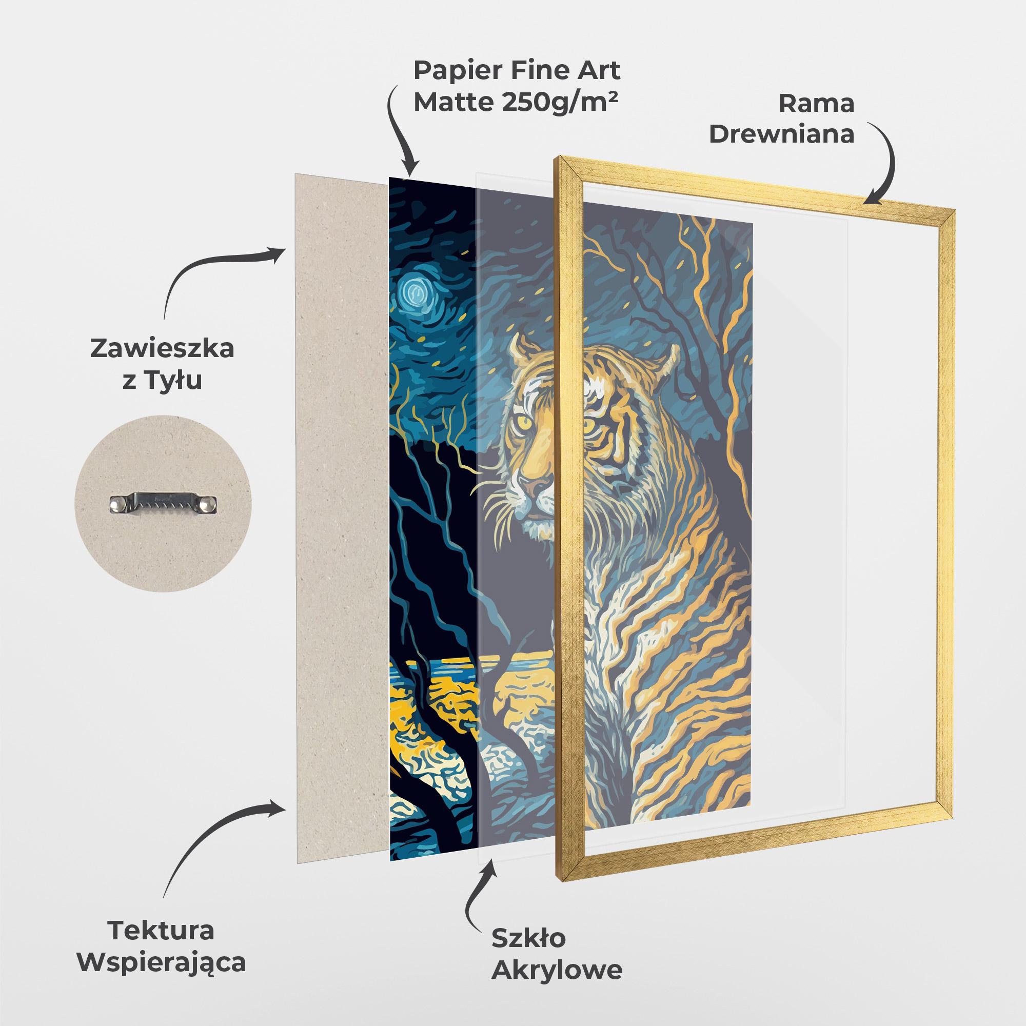Plakat w Ramie Tiger Blue Painting mockup 1