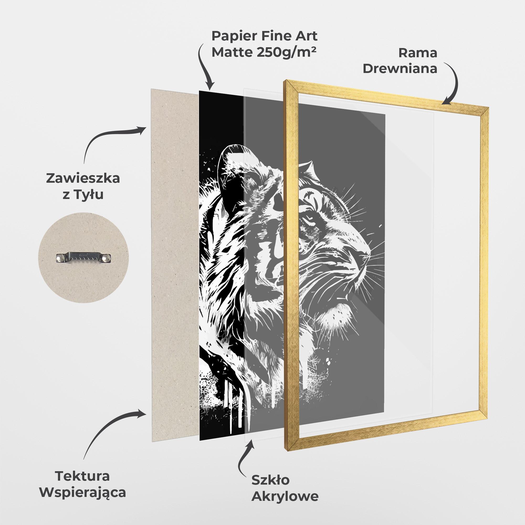 Plakat w Ramie White Ink Tiger mockup 1