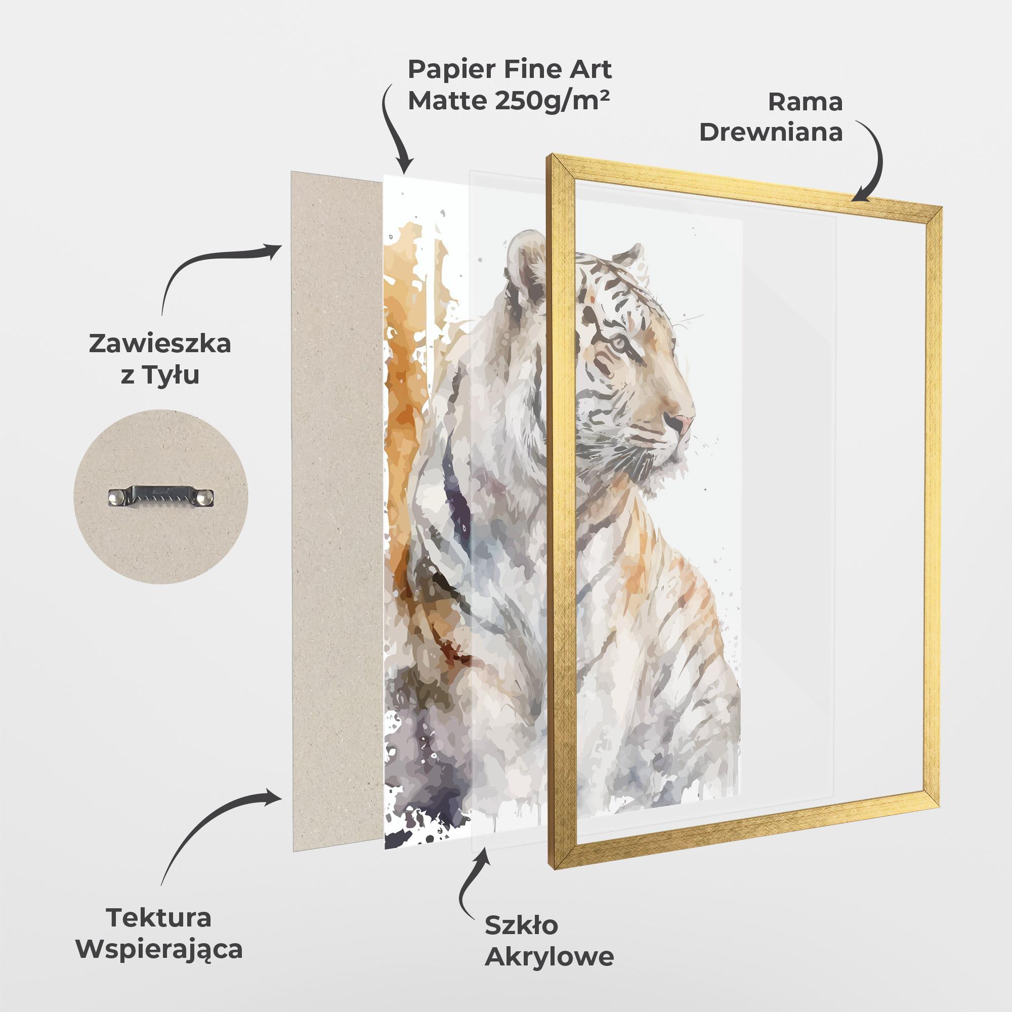 Plakat w Ramie White Tiger Art mockup 1