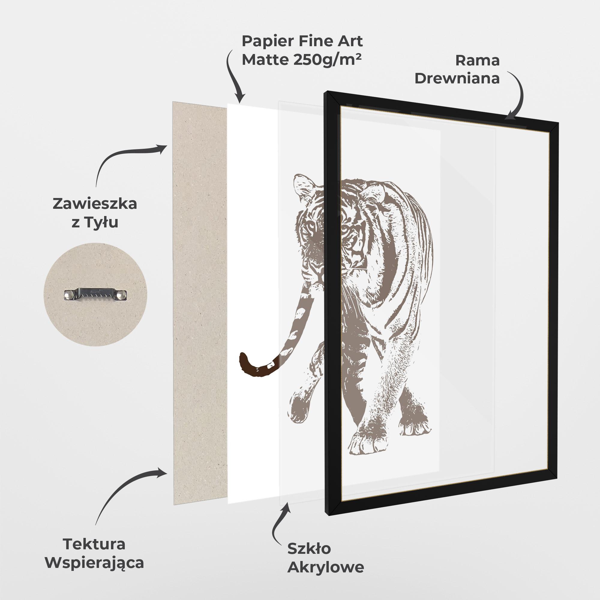 Plakat w Ramie Brown Line Tiger mockup 1