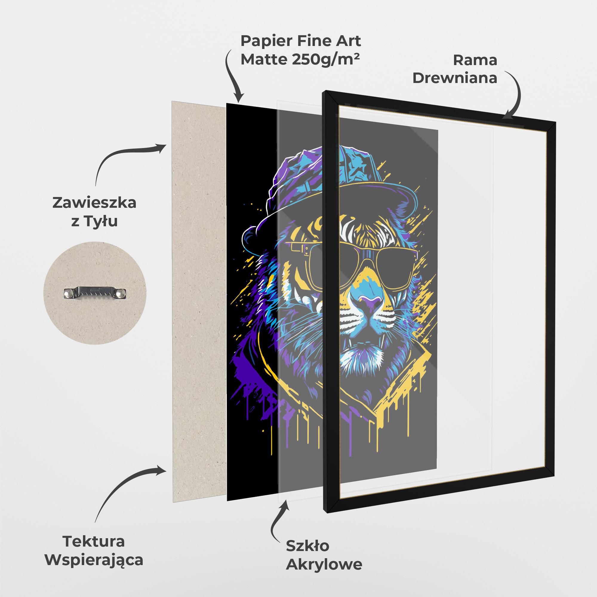 Plakat w Ramie Glasses Tiger mockup 1