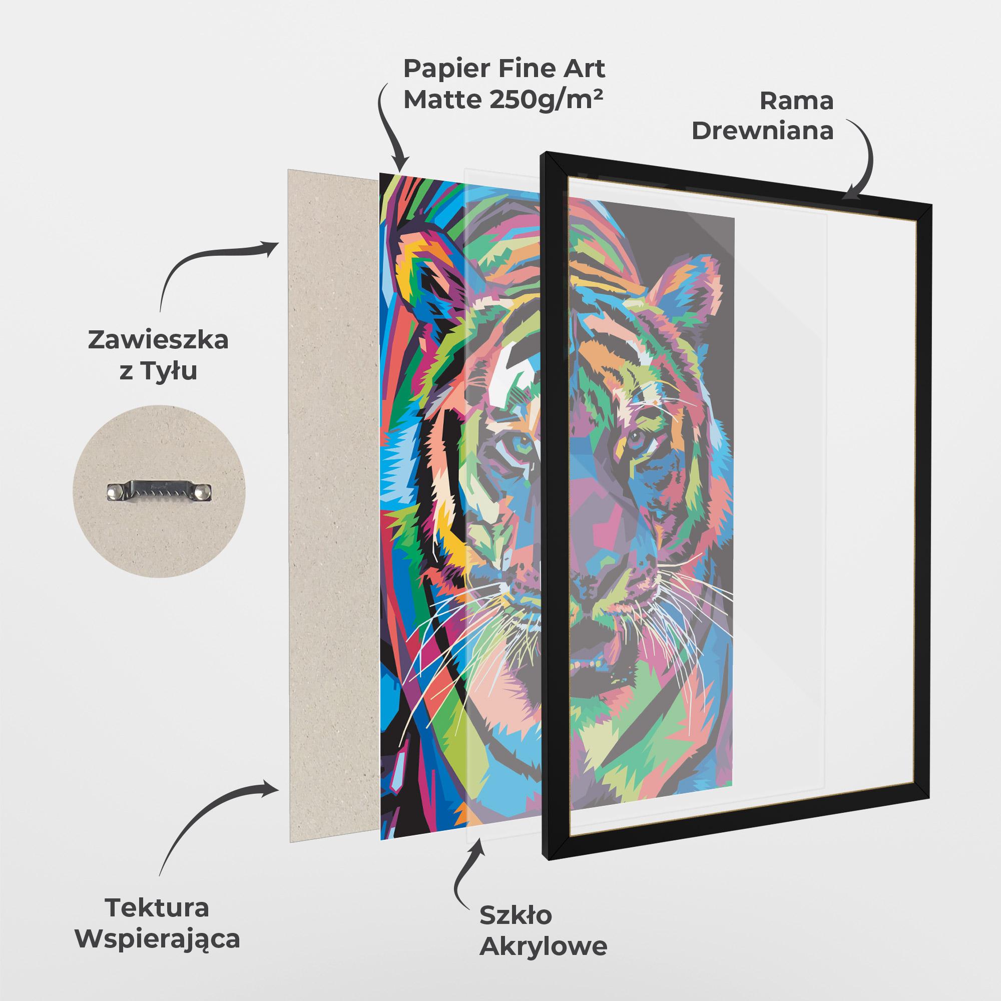 Plakat w Ramie Mix Color Tiger mockup 1