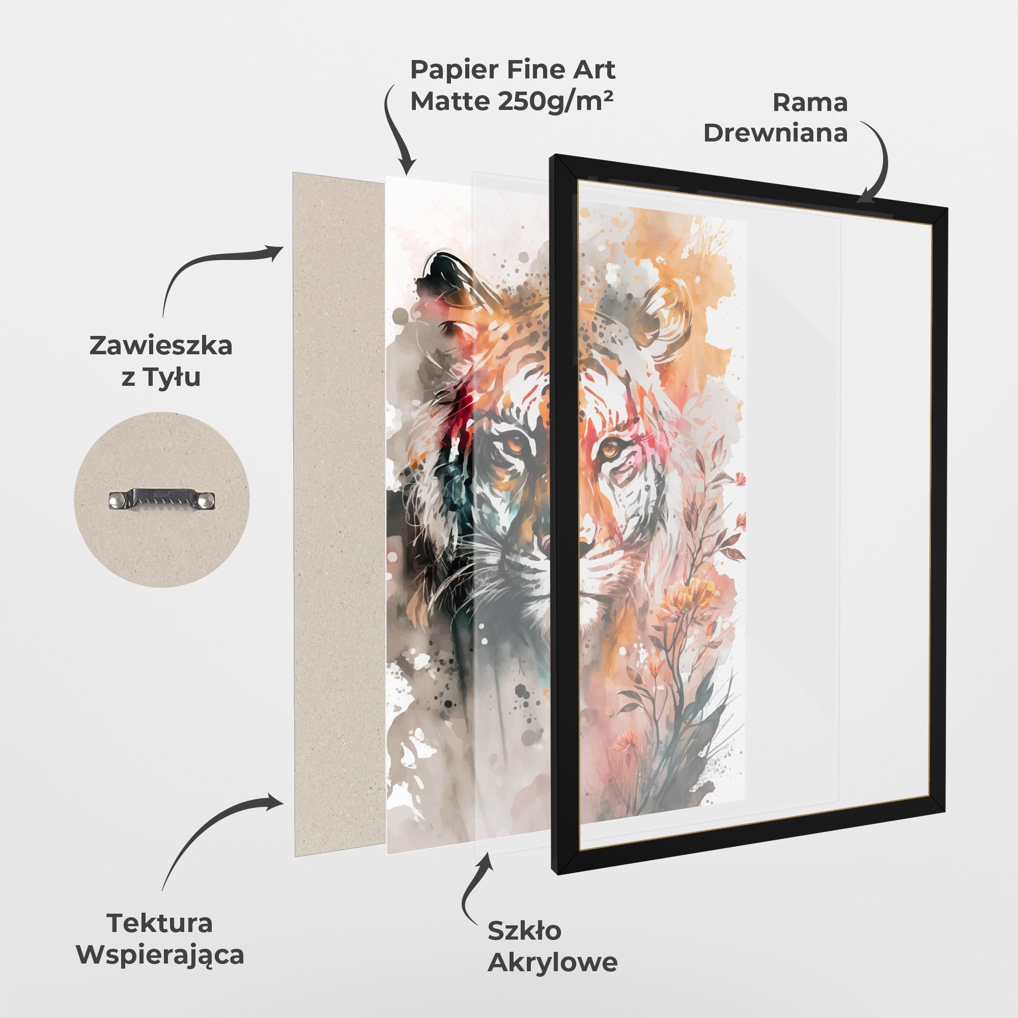 Plakat w Ramie Orange Art Tiger mockup 1