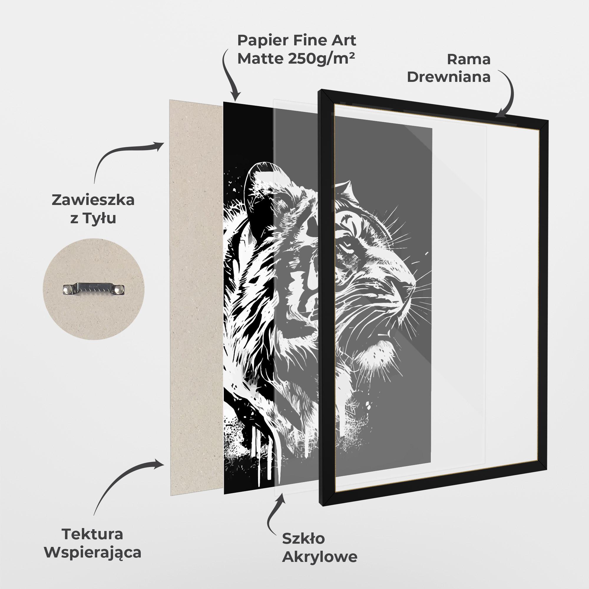 Plakat w Ramie White Ink Tiger mockup 1