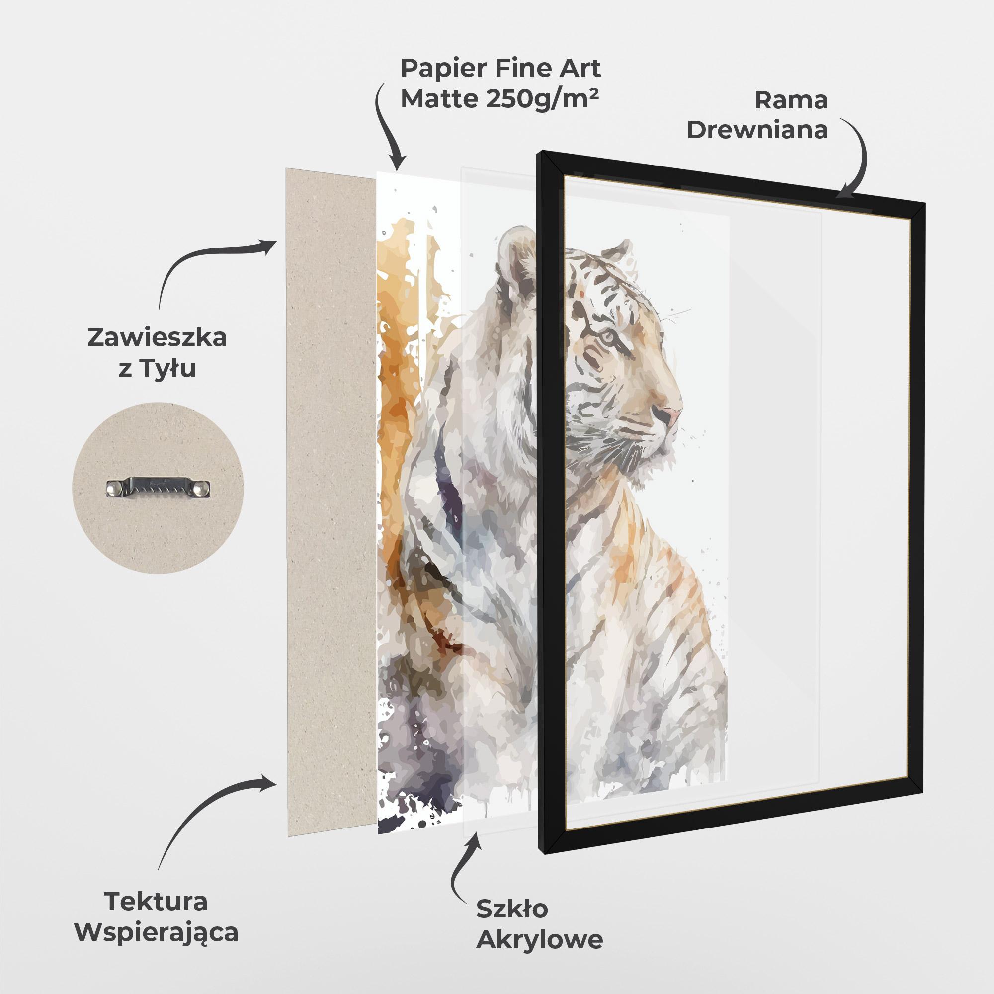 Plakat w Ramie White Tiger Art mockup 1