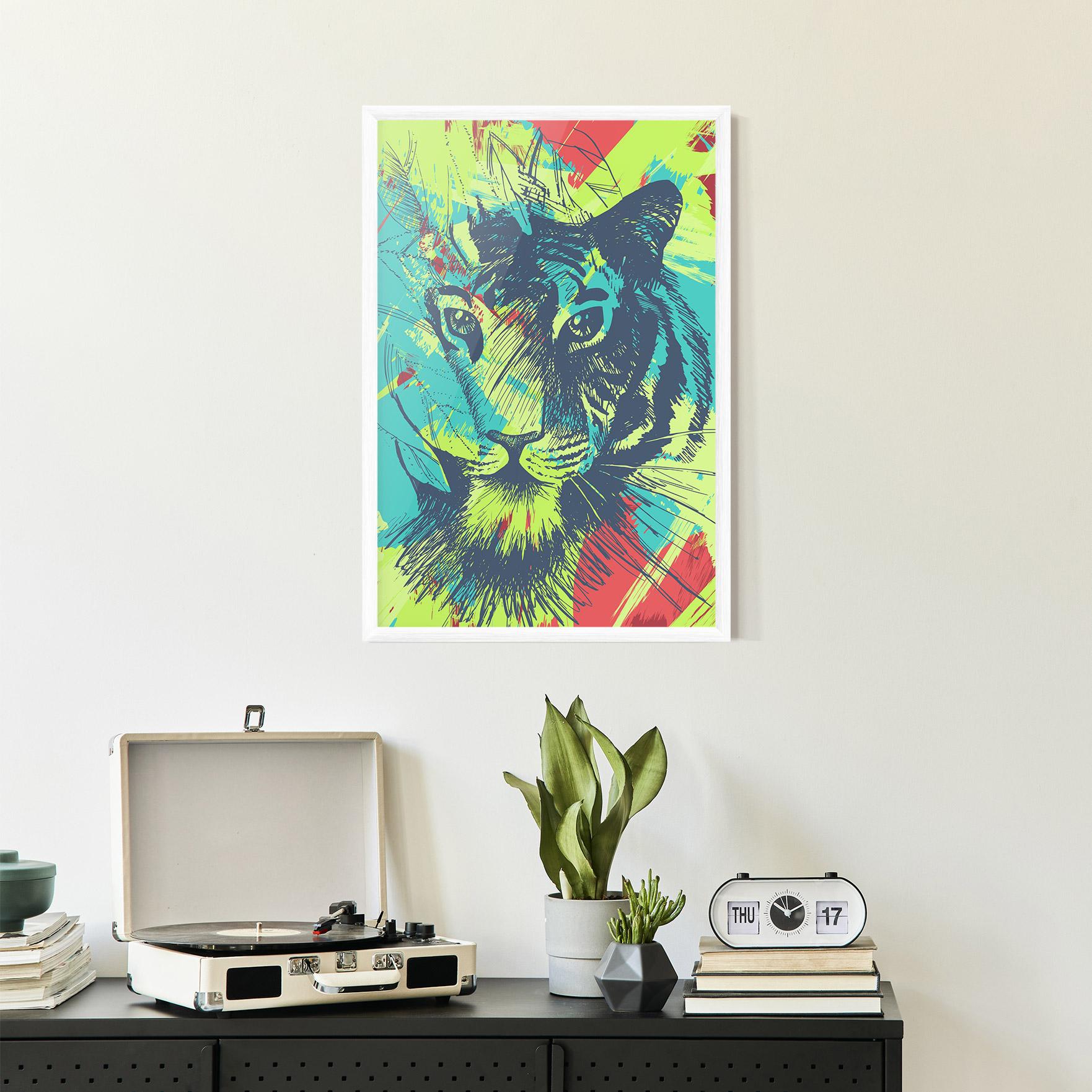 Plakat w Ramie Blue Green Tiger mockup 2