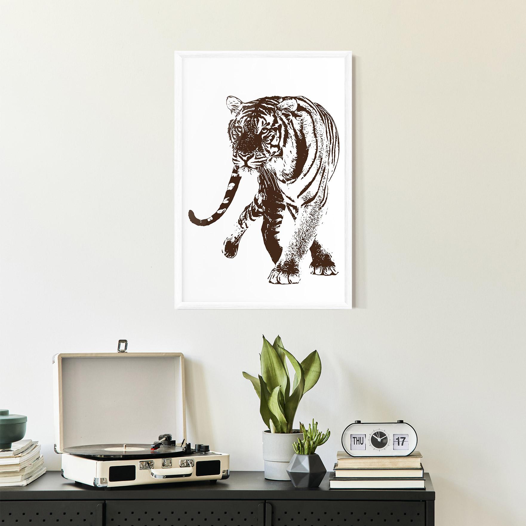 Plakat w Ramie Brown Line Tiger mockup 2