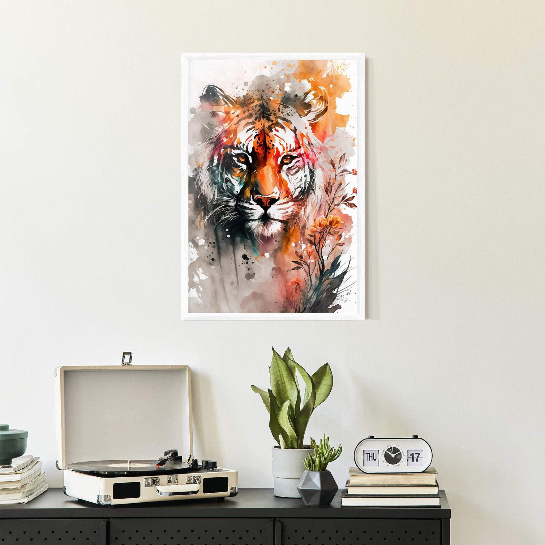 Plakat w Ramie Orange Art Tiger mockup 2