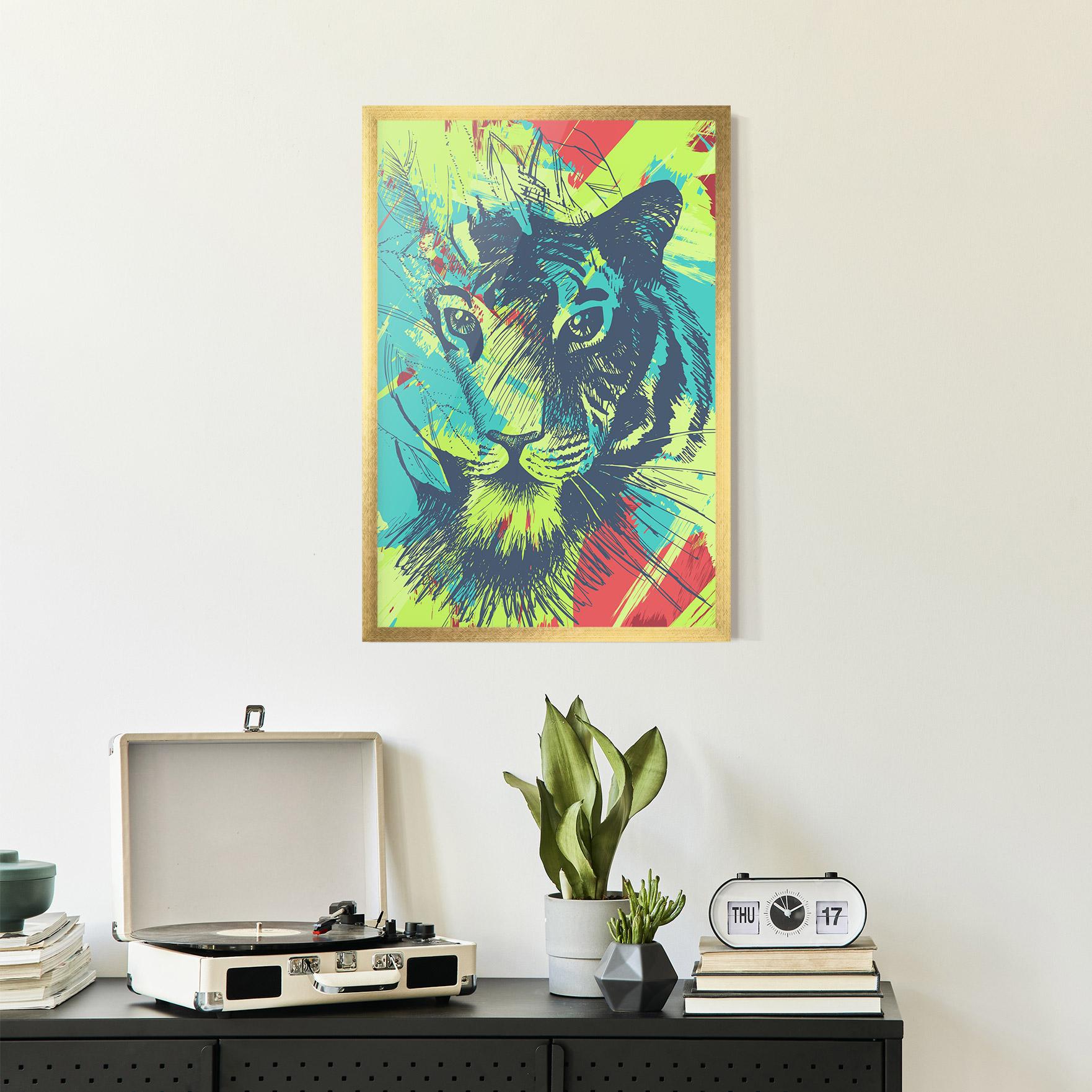 Plakat w Ramie Blue Green Tiger mockup 2
