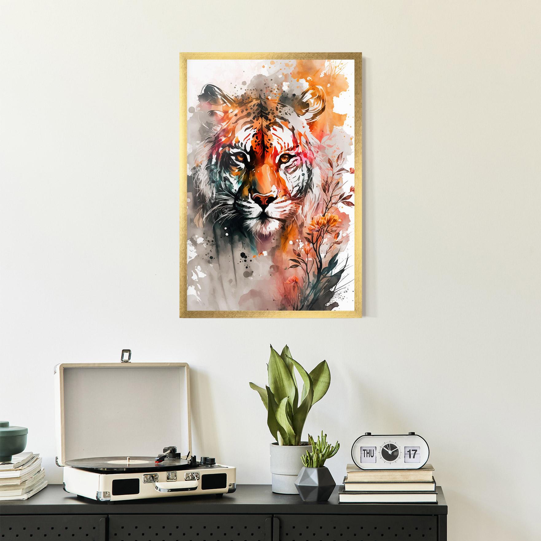 Plakat w Ramie Orange Art Tiger mockup 2