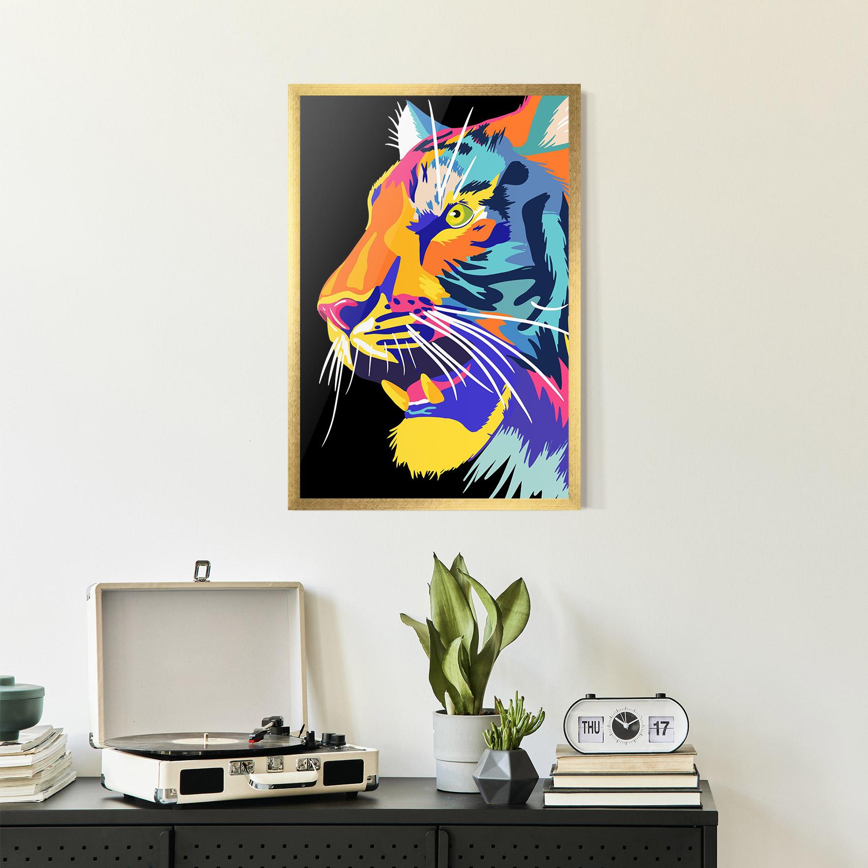 Plakat w Ramie Pretty Colorful Tiger mockup 2