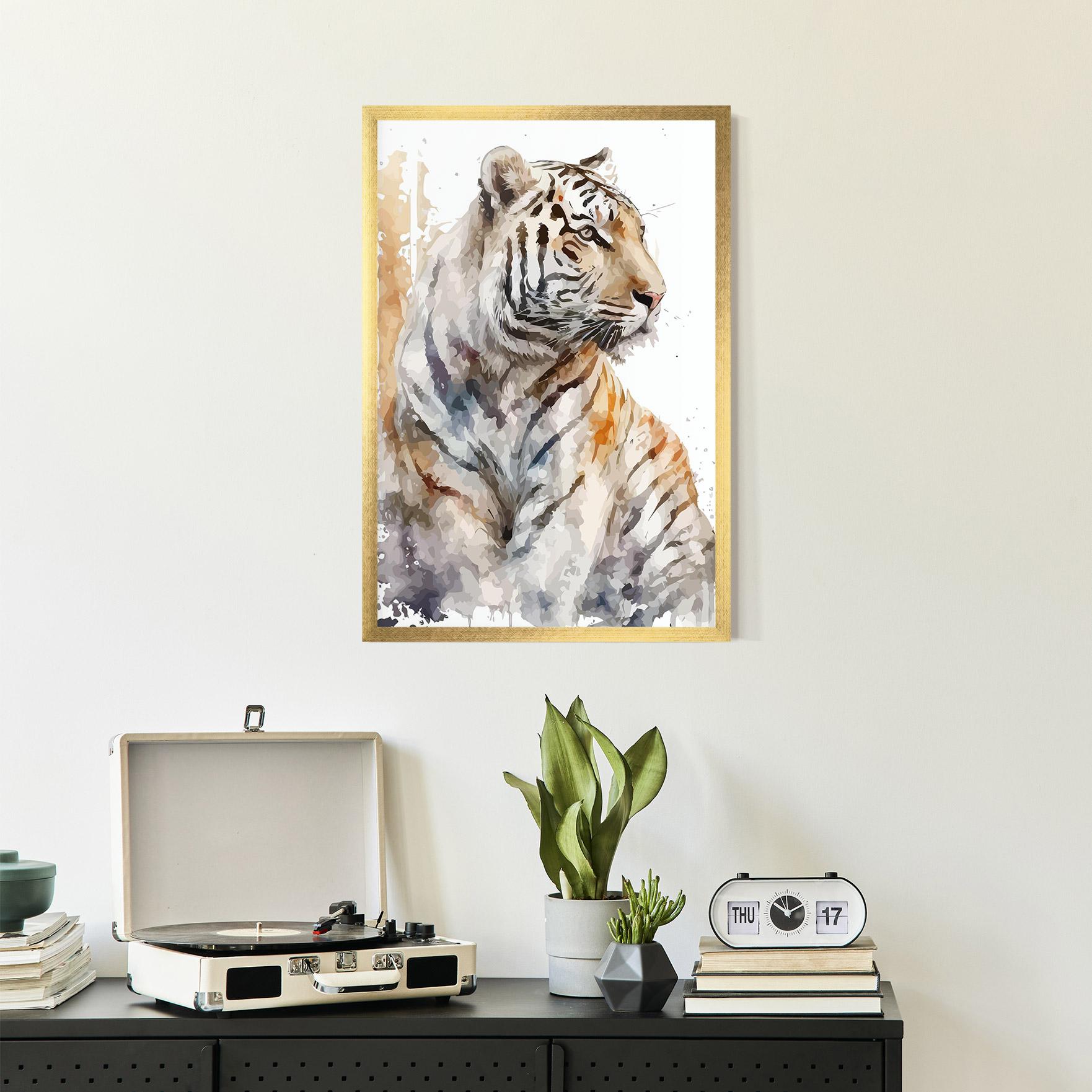 Plakat w Ramie White Tiger Art mockup 2