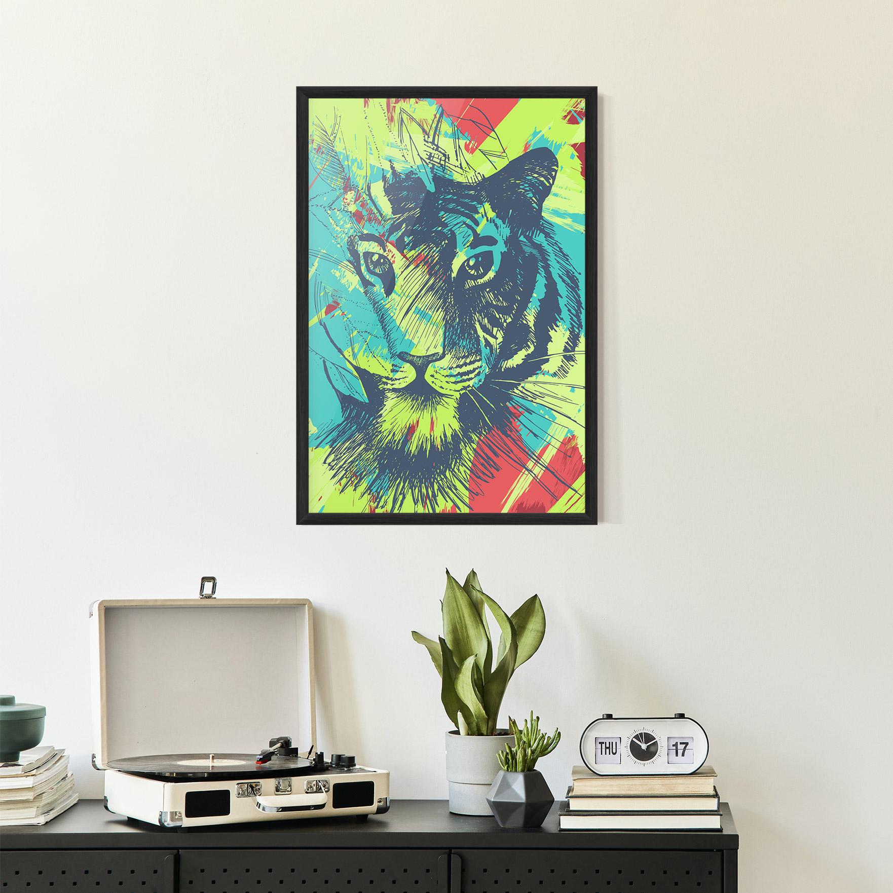 Plakat w Ramie Blue Green Tiger mockup 2