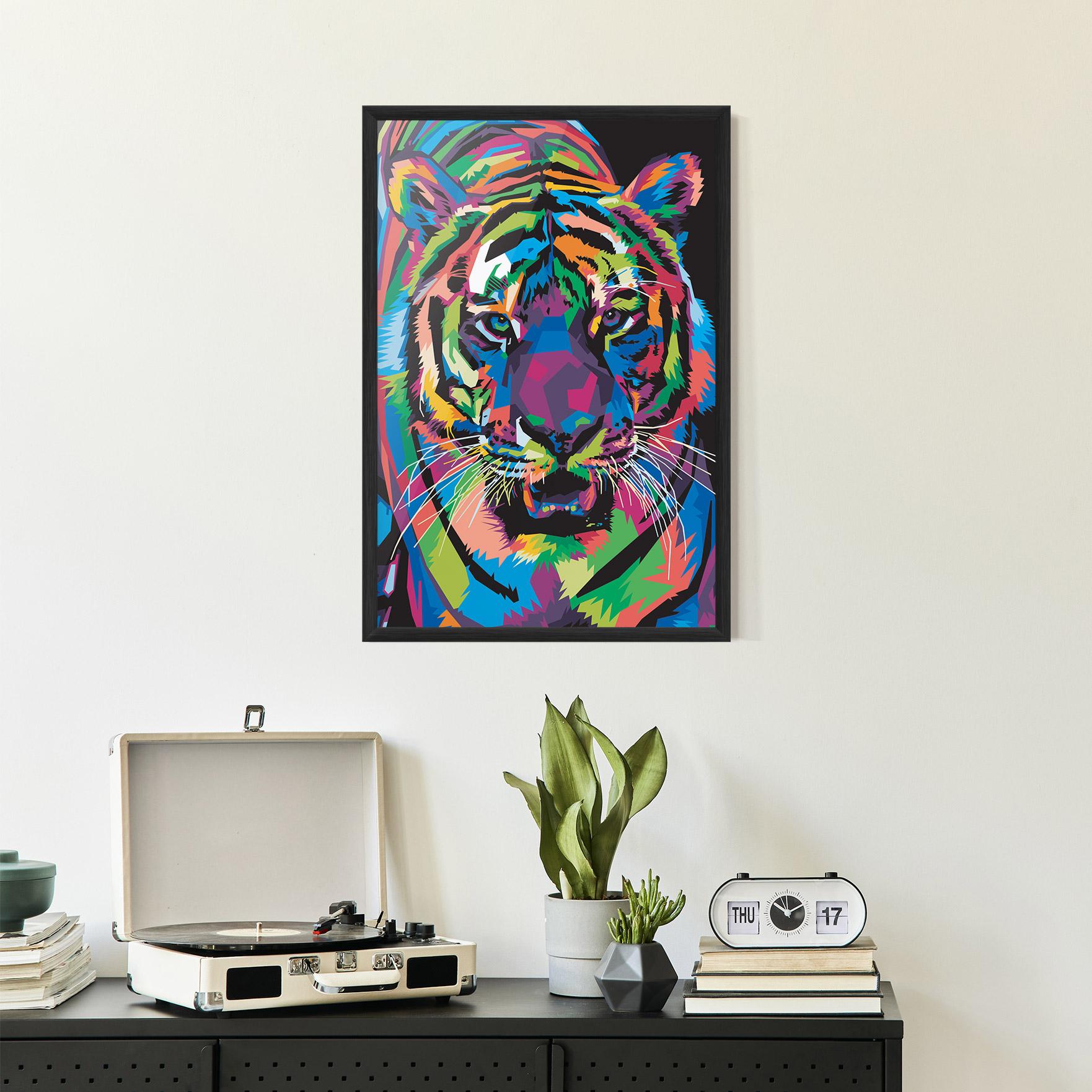 Plakat w Ramie Mix Color Tiger mockup 2