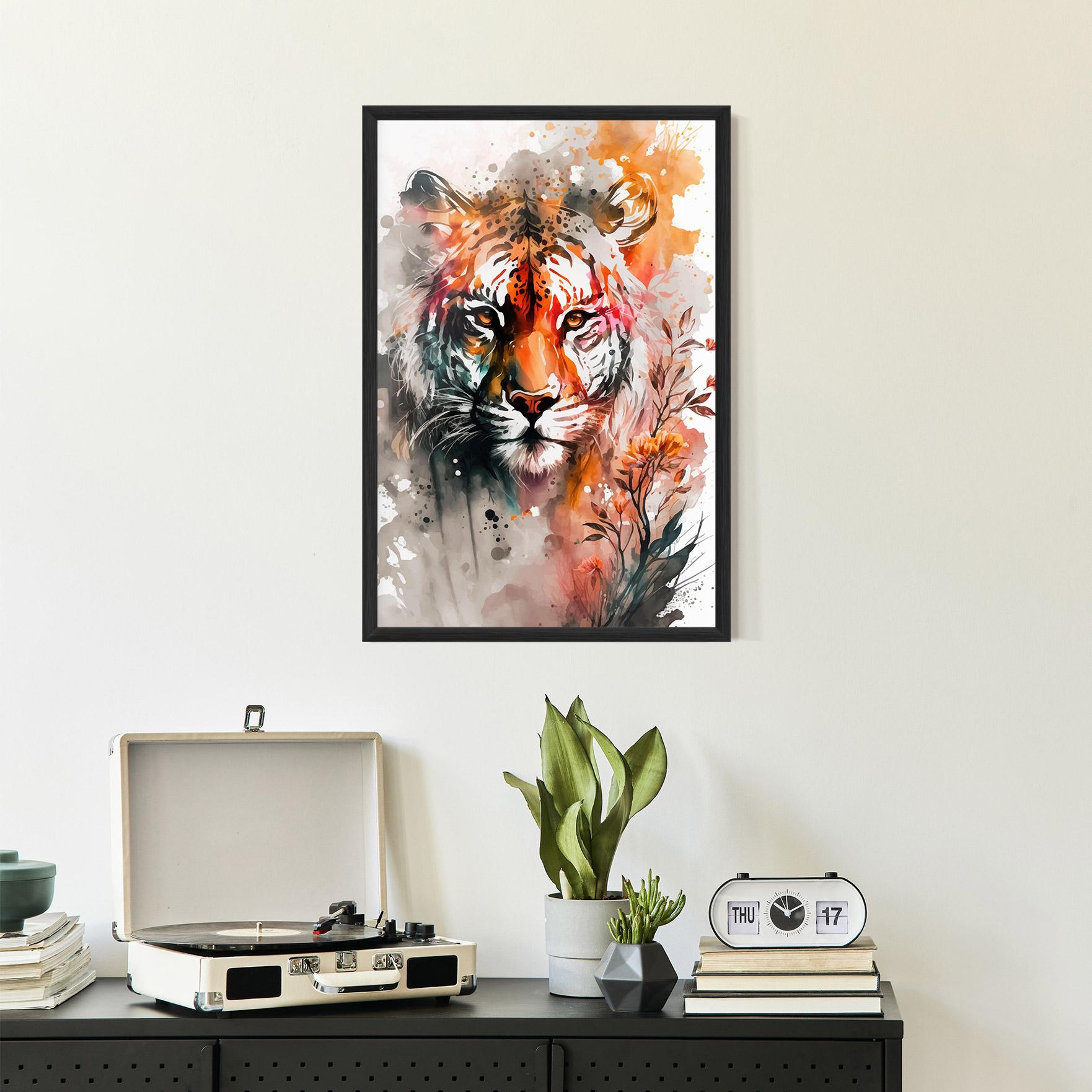 Plakat w Ramie Orange Art Tiger mockup 2