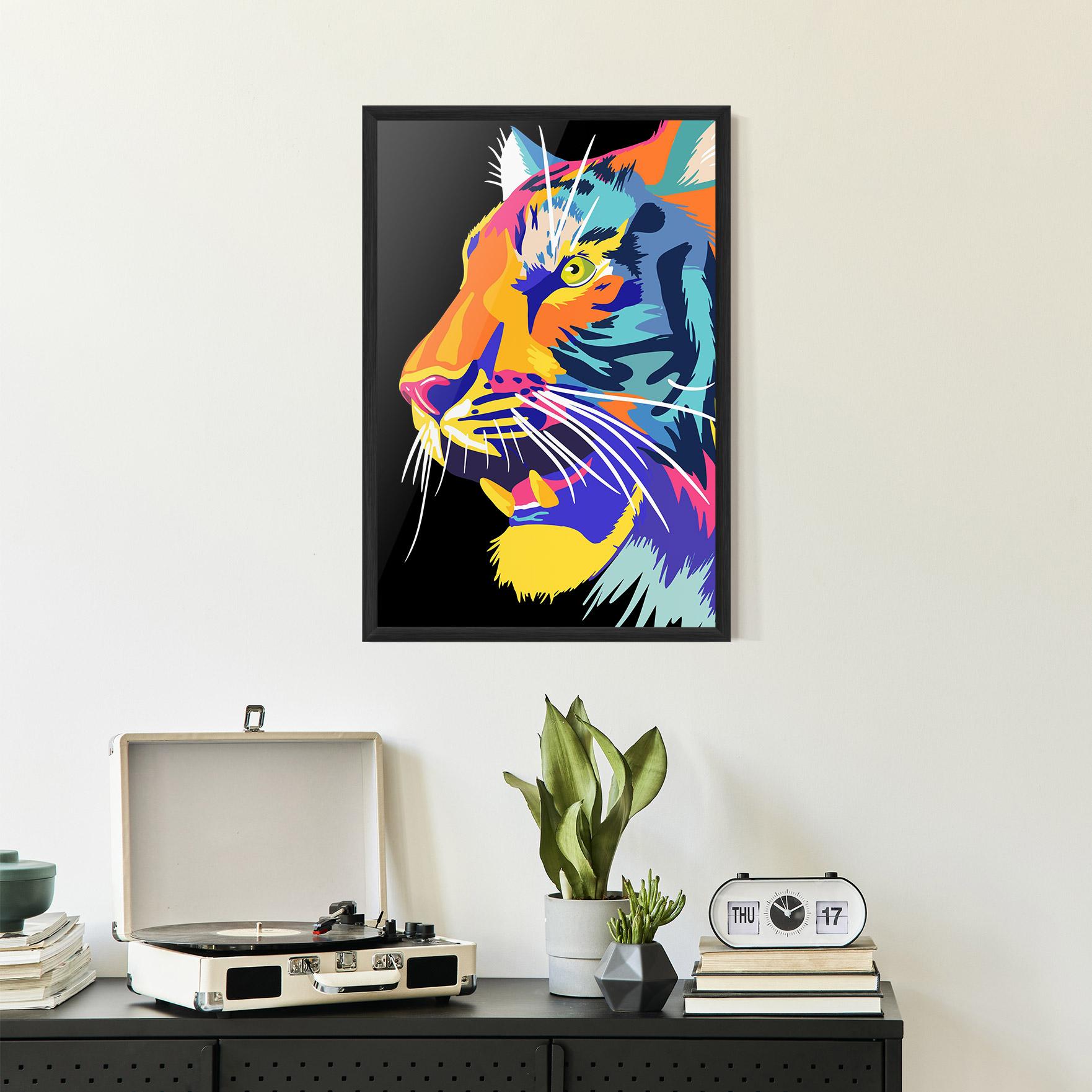 Plakat w Ramie Pretty Colorful Tiger mockup 2